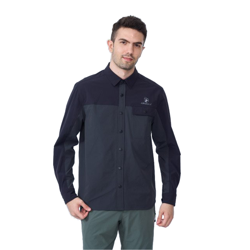 Wildland 荒野 男彈性四季拼接襯衫 (152石墨灰、121小麥色) 露營/戶外/休閒/旅遊/野餐/釣魚 13W01208