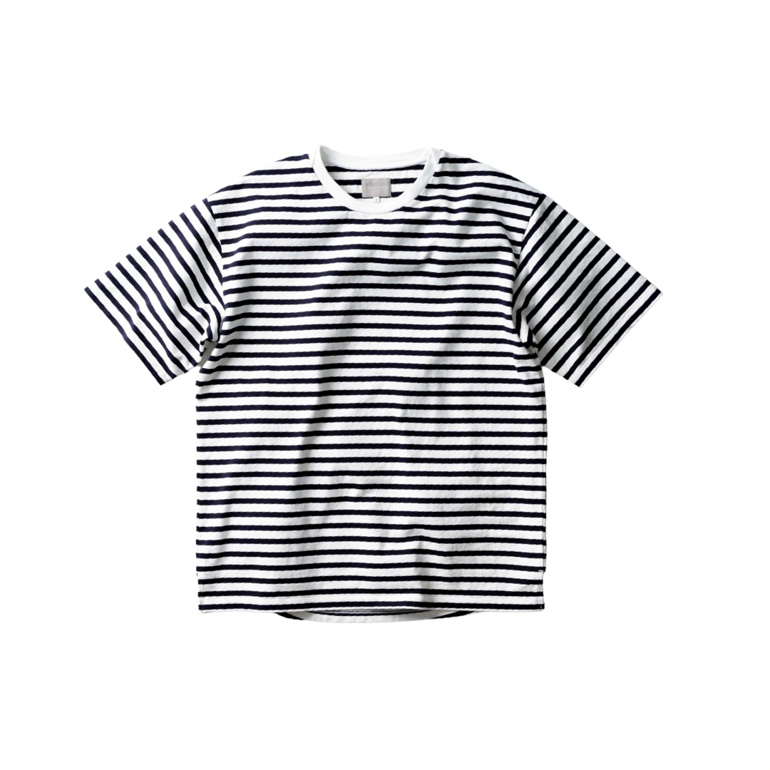 CURLY&CO - BACK ROUND S/S BORDER TEE / 2 COLORS