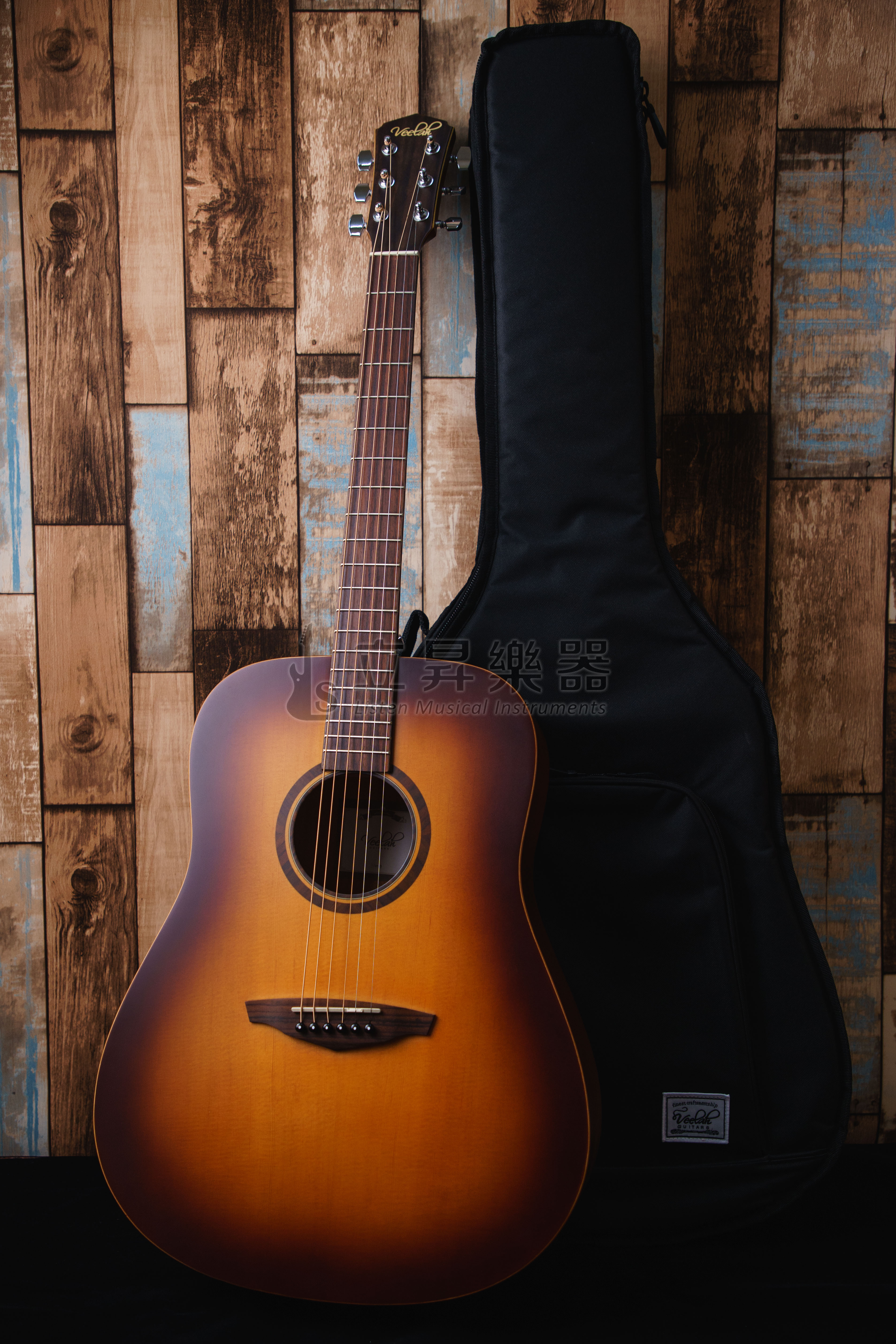 Veelah V1-D-SB 漸層色 雲杉面單 D桶身 桃花心木側背 面單板木吉他 附原廠琴袋