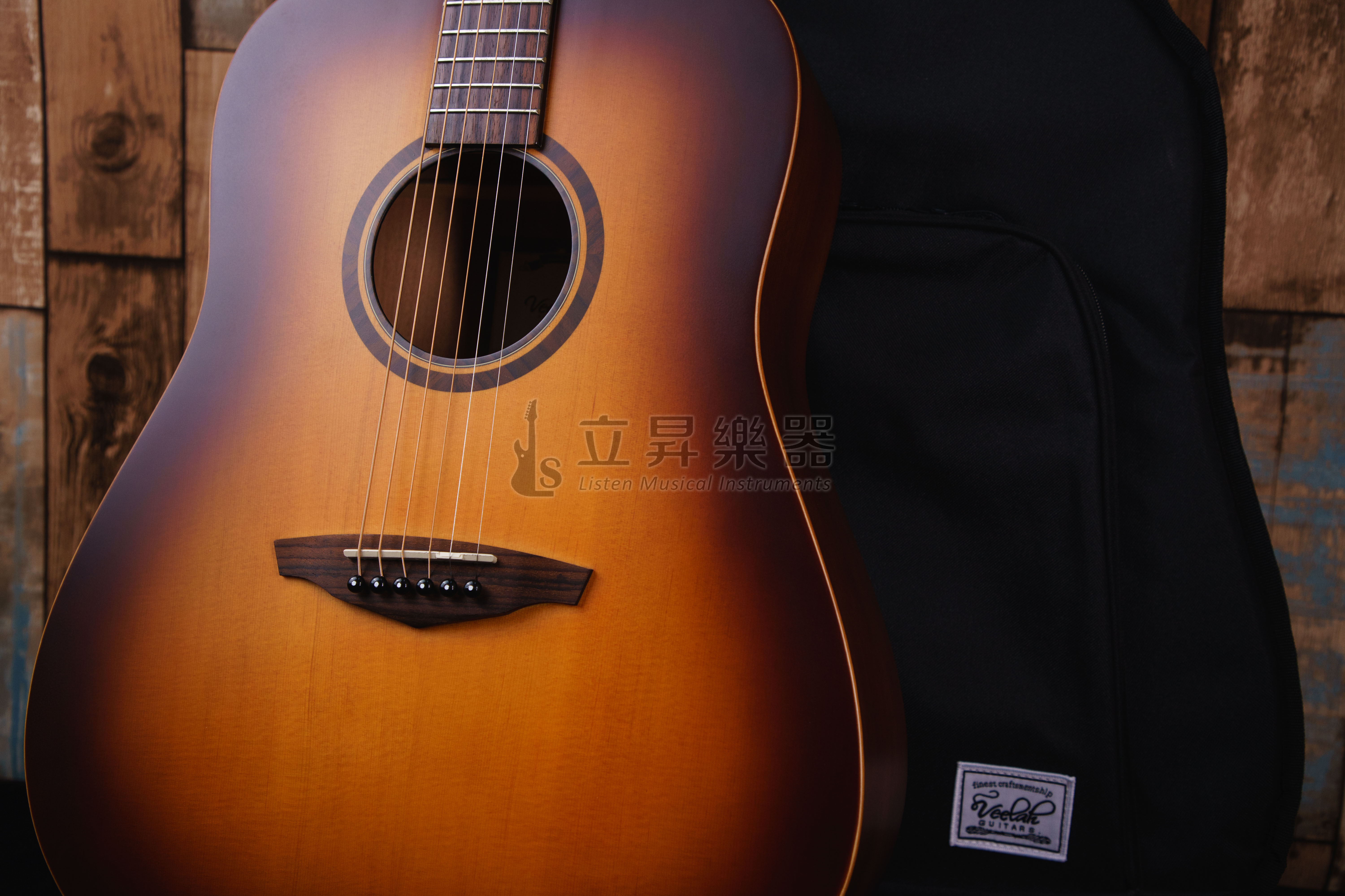 Veelah V1-D-SB 漸層色 雲杉面單 D桶身 桃花心木側背 面單板木吉他 附原廠琴袋