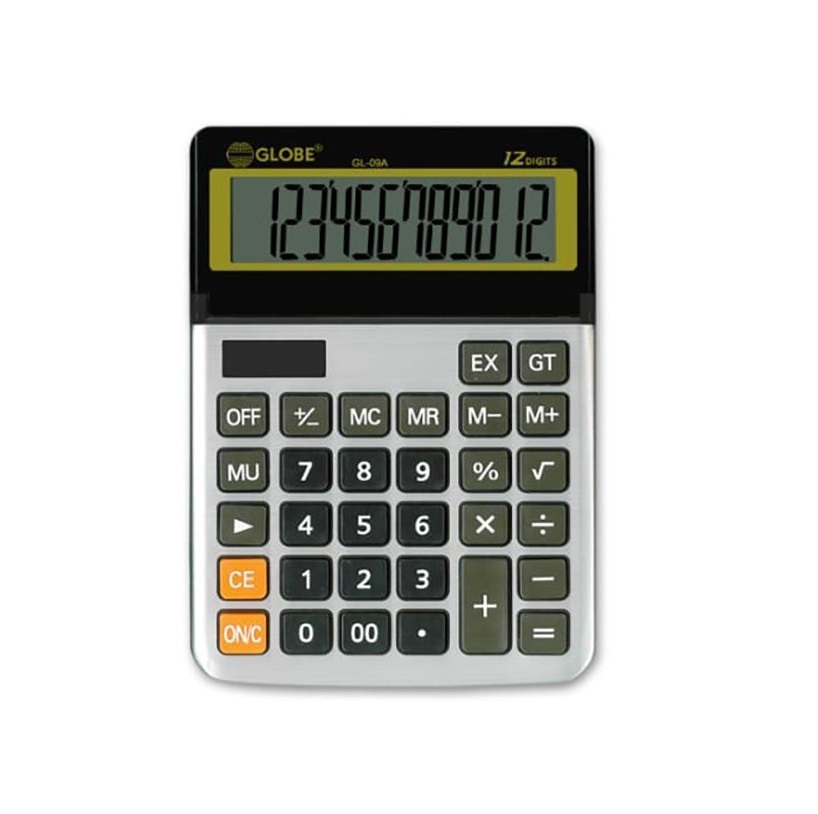 Globe 計數機 GL-09A (12位) [銀色金屬面板 雙電源設計]
