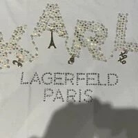 [S] KARL LAGERFELD L2WHA011-WHT PINS AND PEARL LOGO TEE, WHITE, L2WHA011-WHT (SKL157)