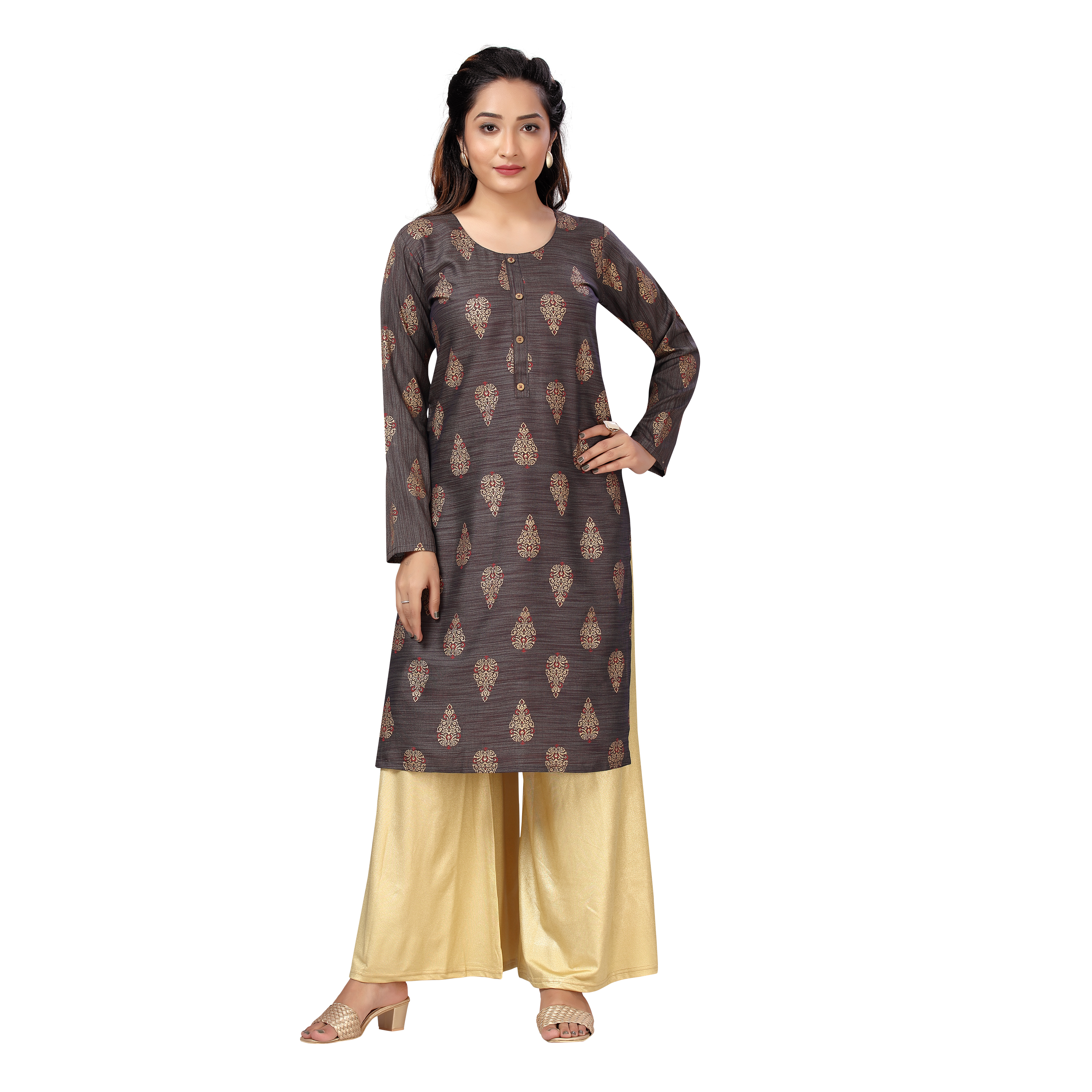 Sonali Women Long Rayon Black Printed Kurtis  Jippa Top / Indian Ladies Top / Kurtis Wanita Warna Black / Plus Sizes Kurtis S to 6XL Q1596