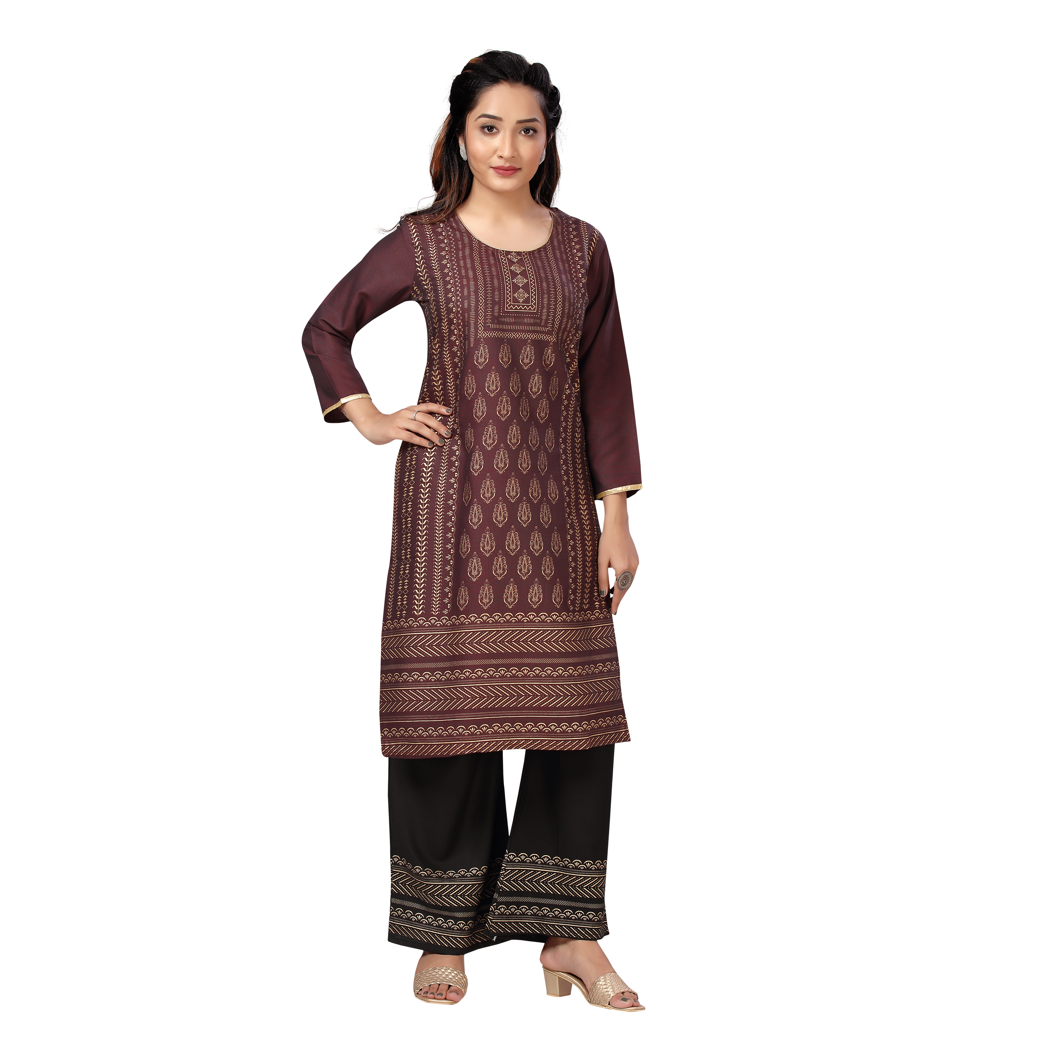 Sonali Women Long Rayon Dark Maroon Printed Kurtis  Jippa Top Set / Indian Ladies Top / Kurtis Wanita Warna Dark Maroon Set / Plus Sizes Kurtis S to 6XL Q1605