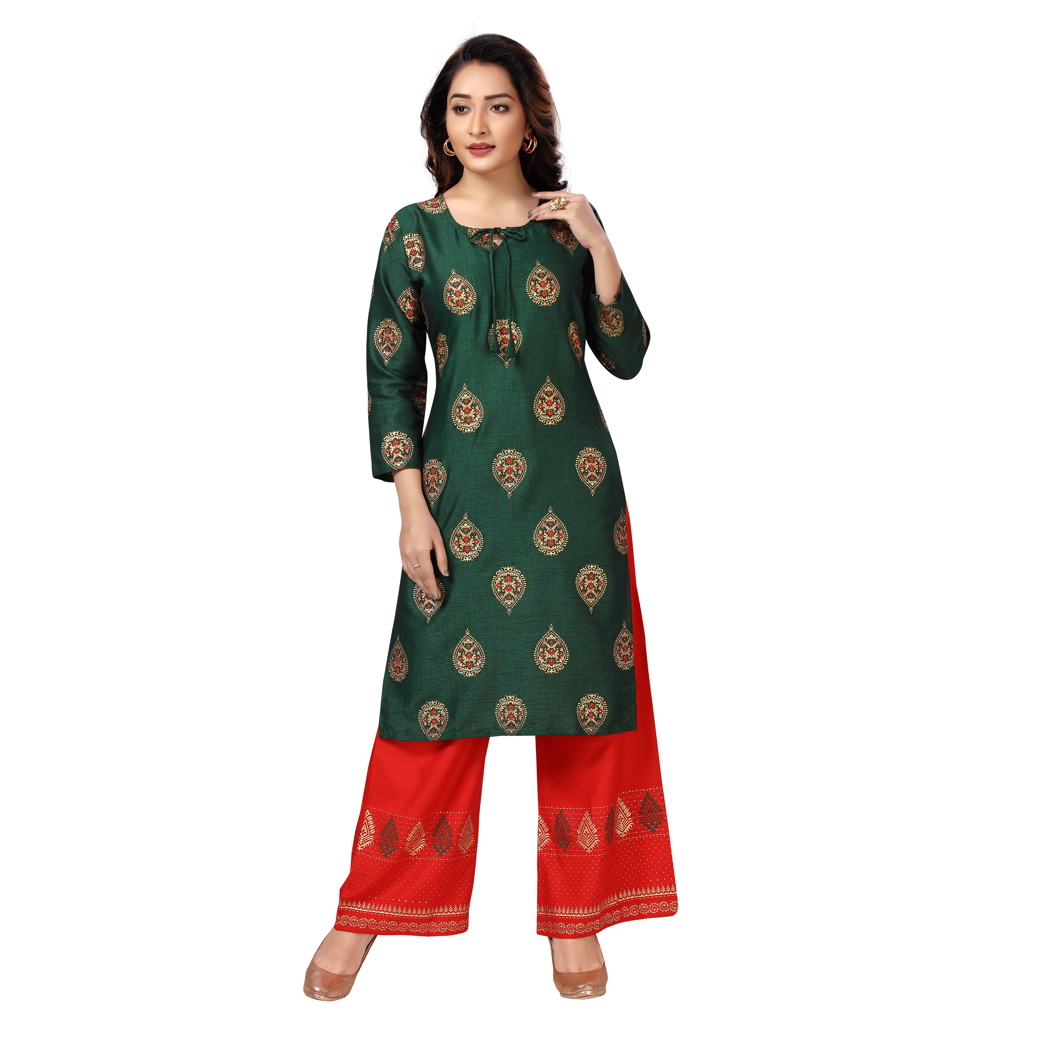 Sonali Women Long Rayon Green Printed Kurtis  Jippa Top Set  / Indian Ladies Top / Kurtis Wanita Warna Hijau Set / Plus Sizes Kurtis Suit  S- TO 5XL Q1611