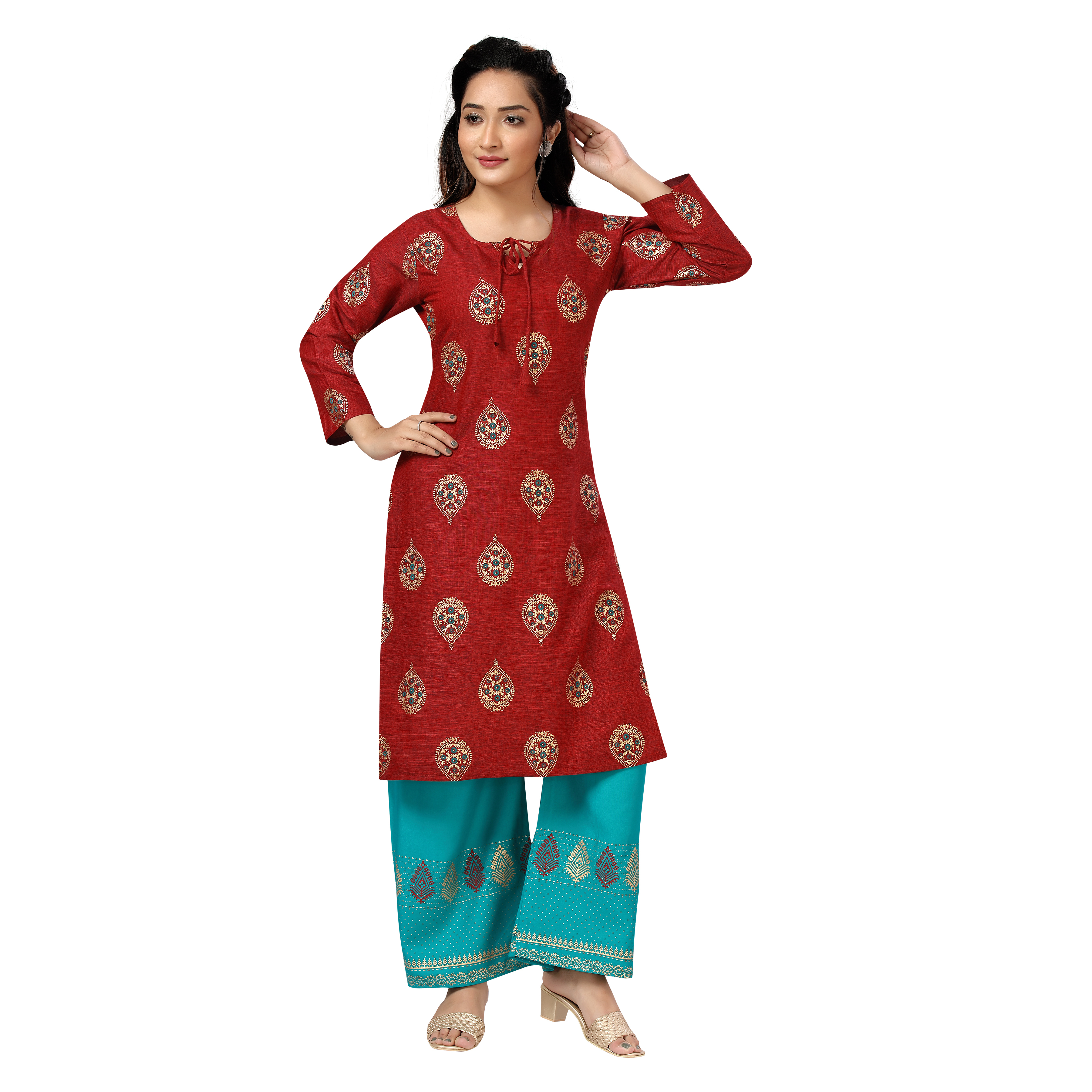 Sonali Women Long Rayon Maroon Printed Kurtis  Jippa Top Set  / Indian Ladies Top / Kurtis Wanita Warna Maroon Set / Plus Sizes Kurtis Suit S to 5XL Q1613