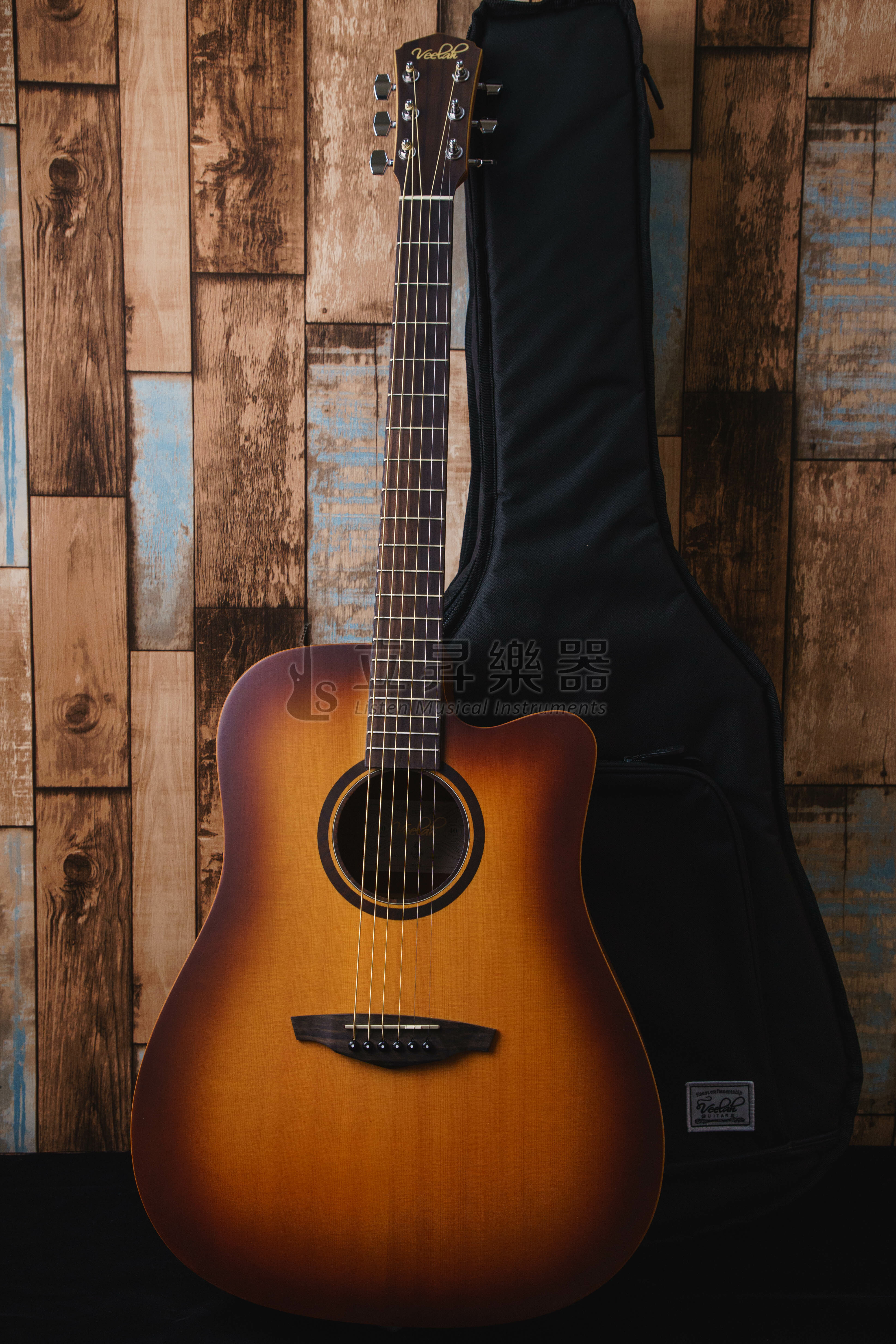 Veelah V1-DC-SB 漸層色 雲杉面單 D桶缺角 桃花心木側背 面單板木吉他 附原廠琴袋