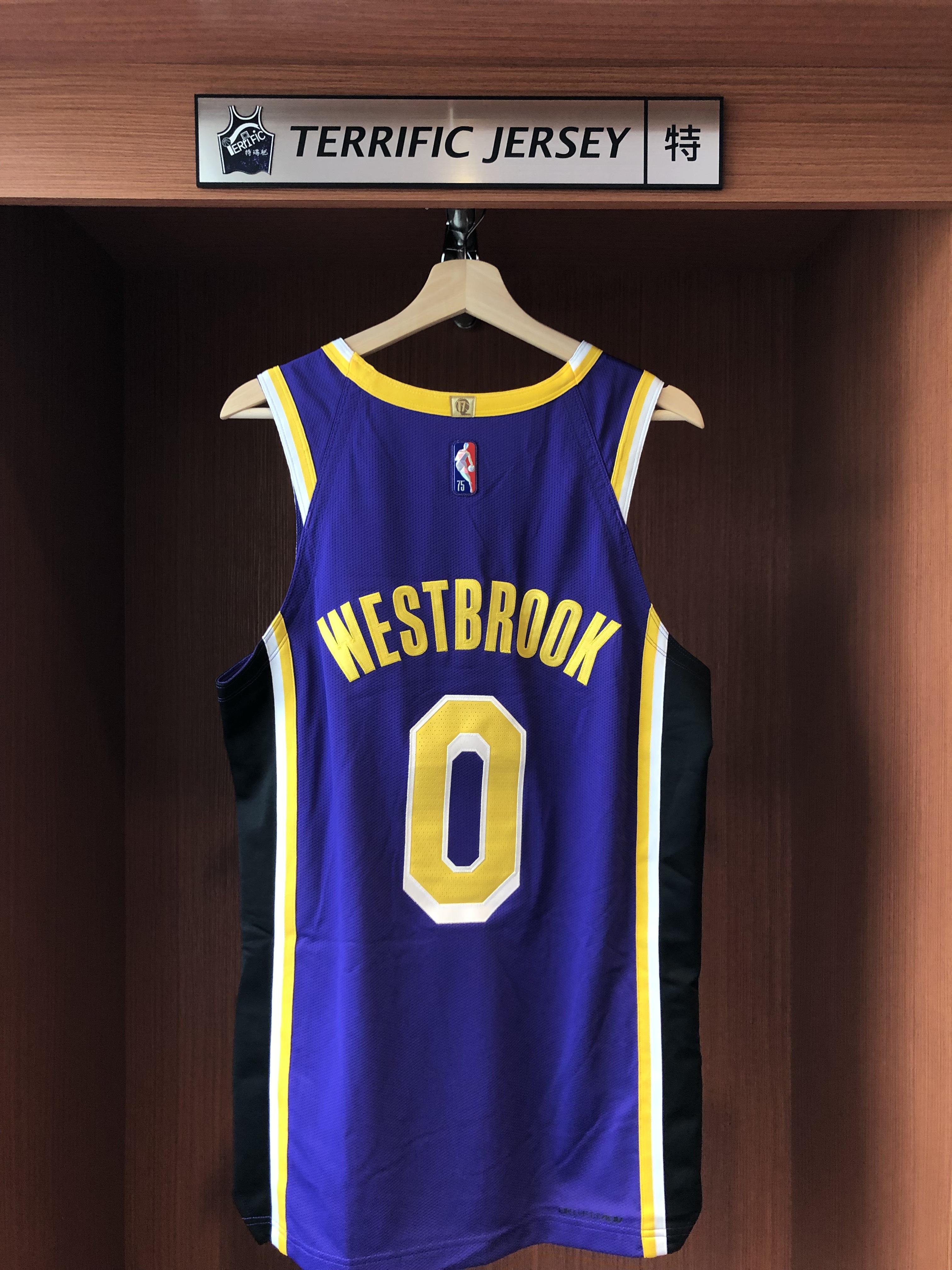 NBA球衣 Russell Westbrook 洛杉磯湖人紫 75周年 鑽石標 Statement Jordan Authentic 球員版 電繡 全新