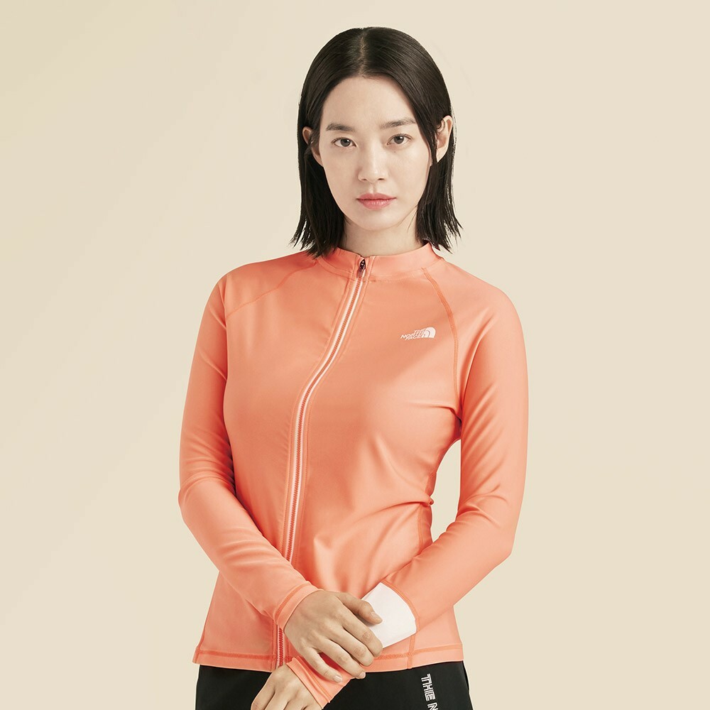 THE NORTH FACE 女 SAVE OCEAN 緊身 防曬 水母外套 橘 NE3HN08D