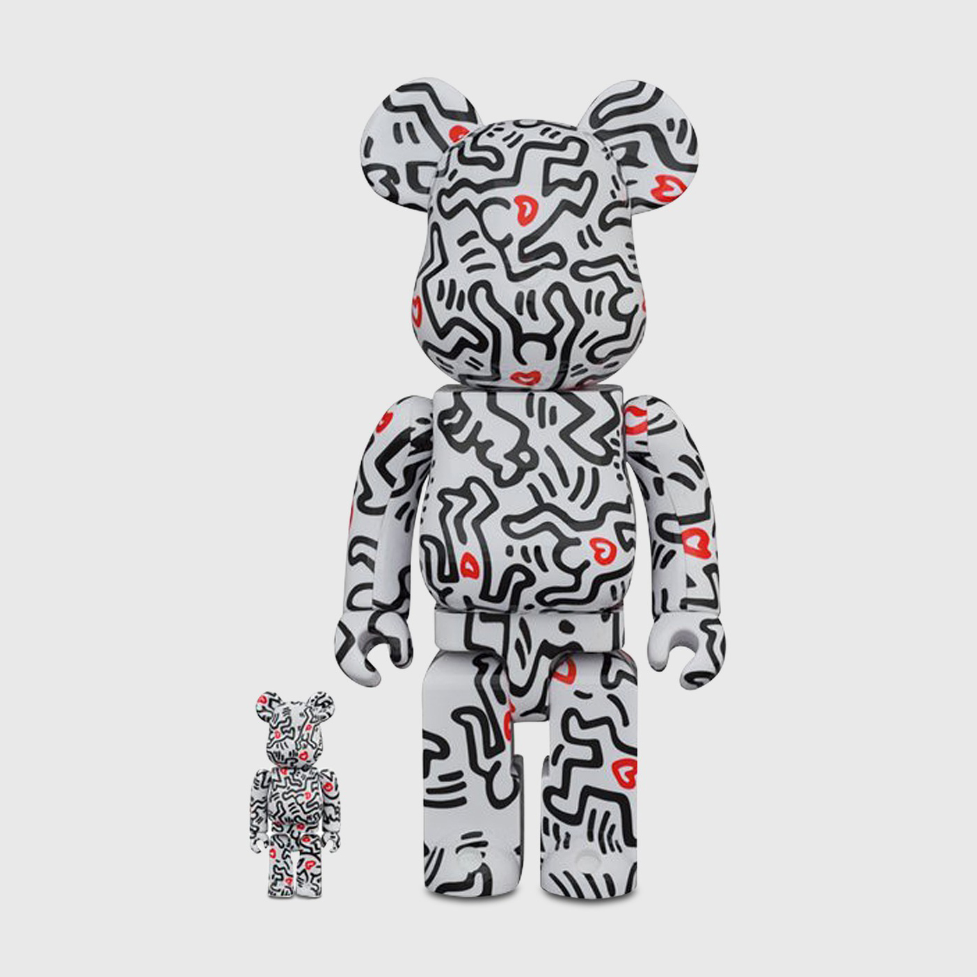-(E12c)-BE@RBRICK KEITH HARING #8 凱斯哈林 #8 人形塗鴉+愛心 400%+100%