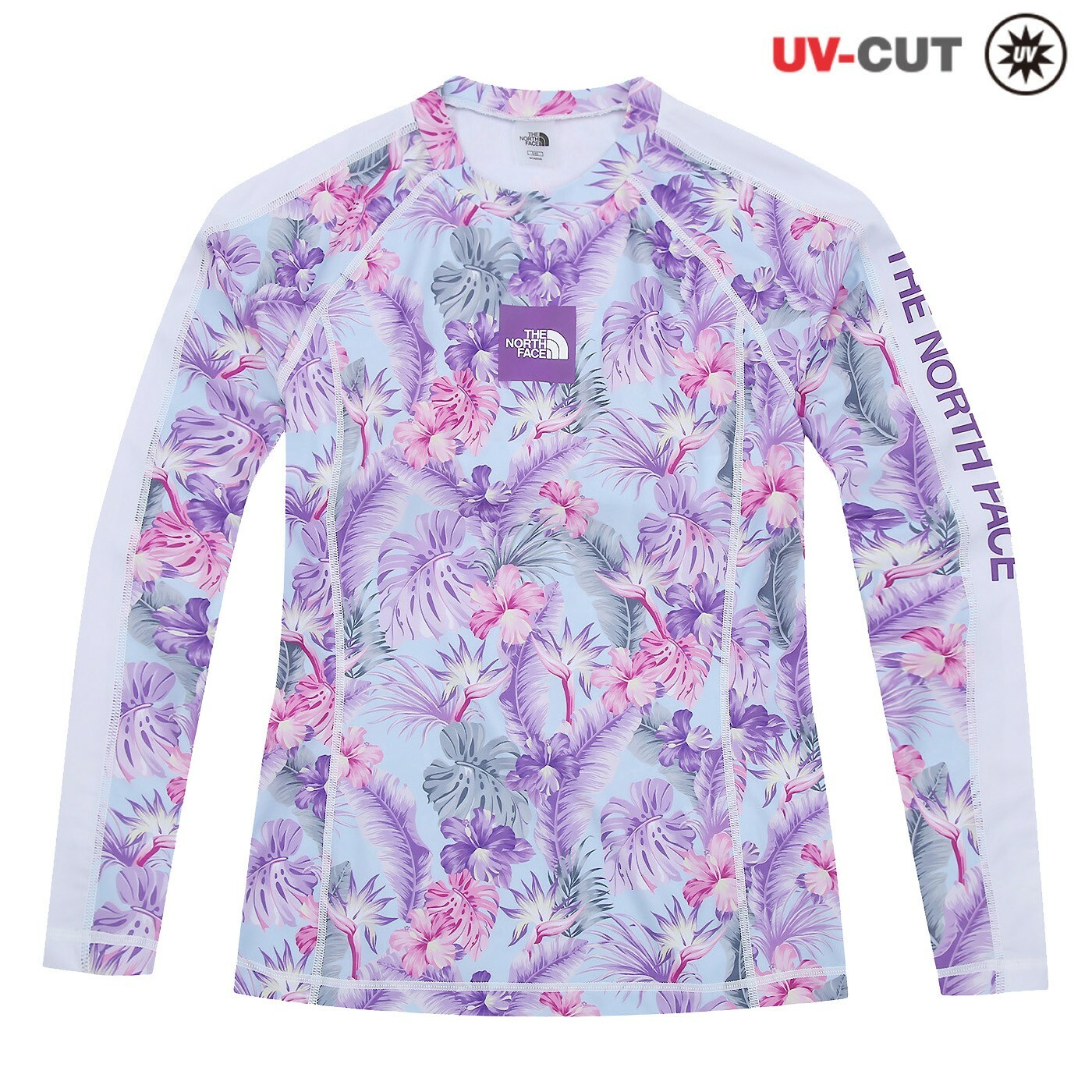 THE NORTH FACE 女 FLORAL 花卉 防曬 緊身 水母衣 衝浪 紫色 NT7TJ31K