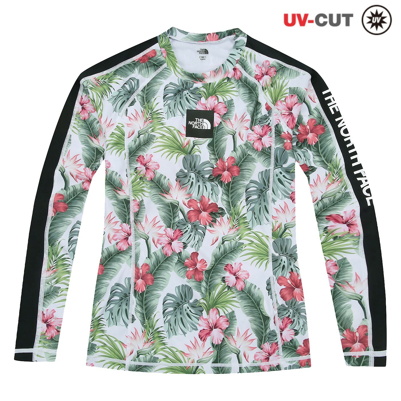 THE NORTH FACE 女 FLORAL 花卉 防曬 緊身 水母衣 衝浪 綠色 NT7TJ31J