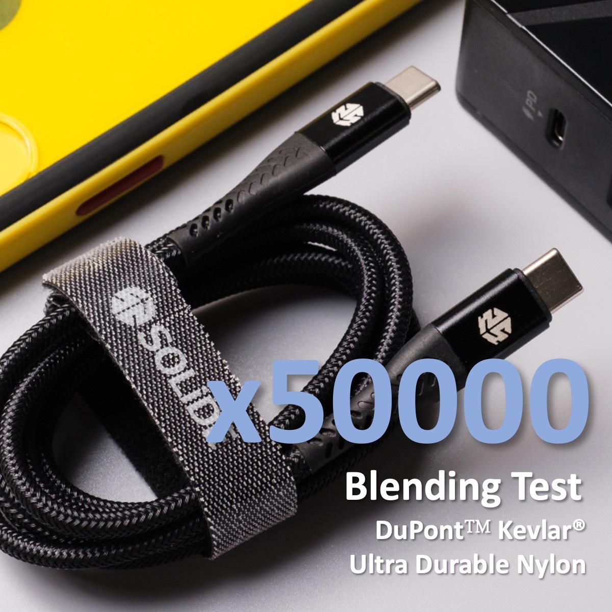 SOLiDE USB-C to USB-C 快速充電傳輸線 超耐用杜邦防彈纖維 (160 cm)