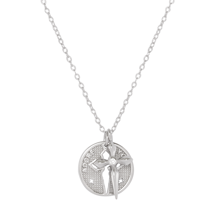 純銀對鍊，情侶項鍊 十字鏤空綴飾；Adore you 喜歡你（2598女款）