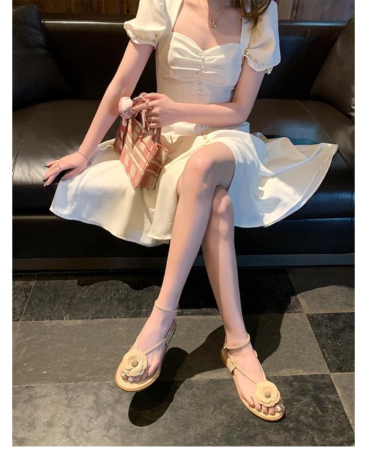 立體山茶花涼鞋 (黑/白/奶茶)(35-40)