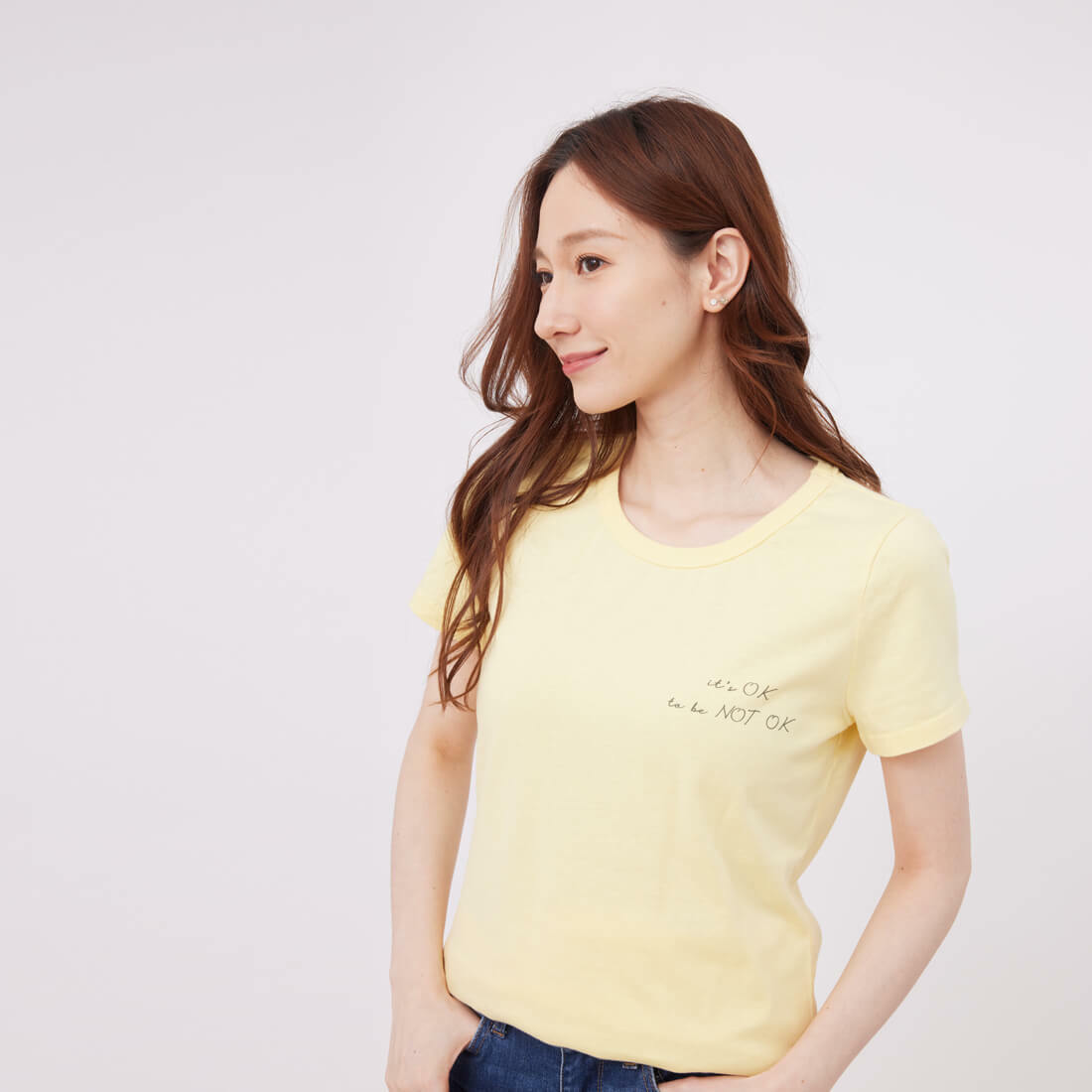 it's OK to be NOT OK 短袖 蜜桃棉 女T 鵝黃
