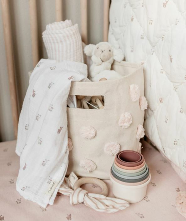 Pehr│Pom Pom Basket經典絨球收納籃．Blush