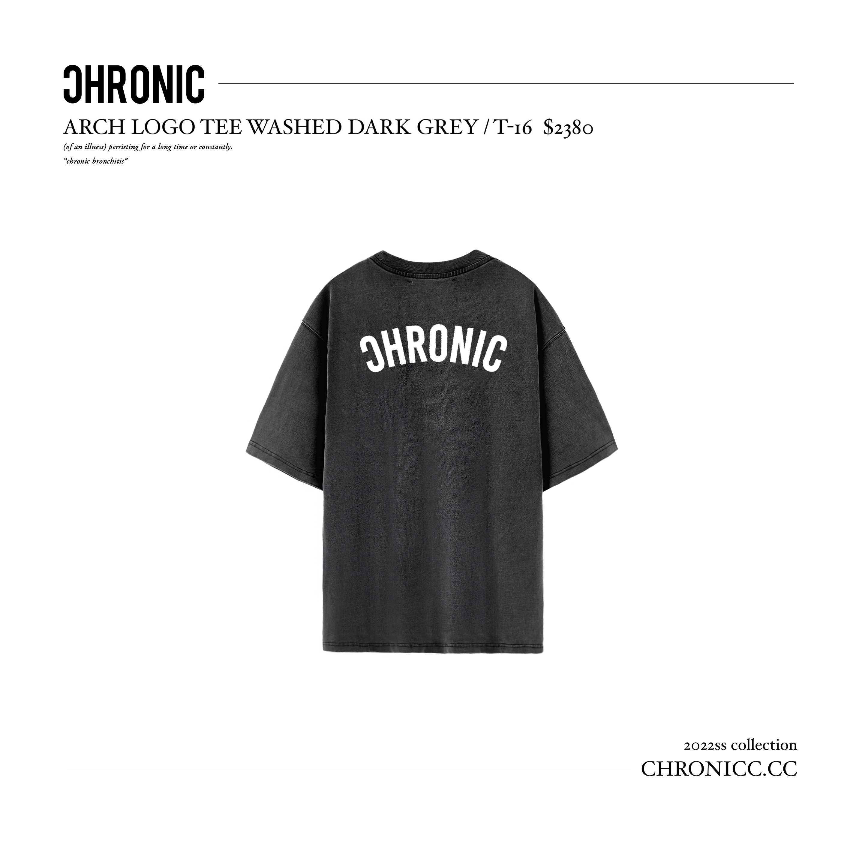 ARCH LOGO TEE WASHED DARK GREY / T-16