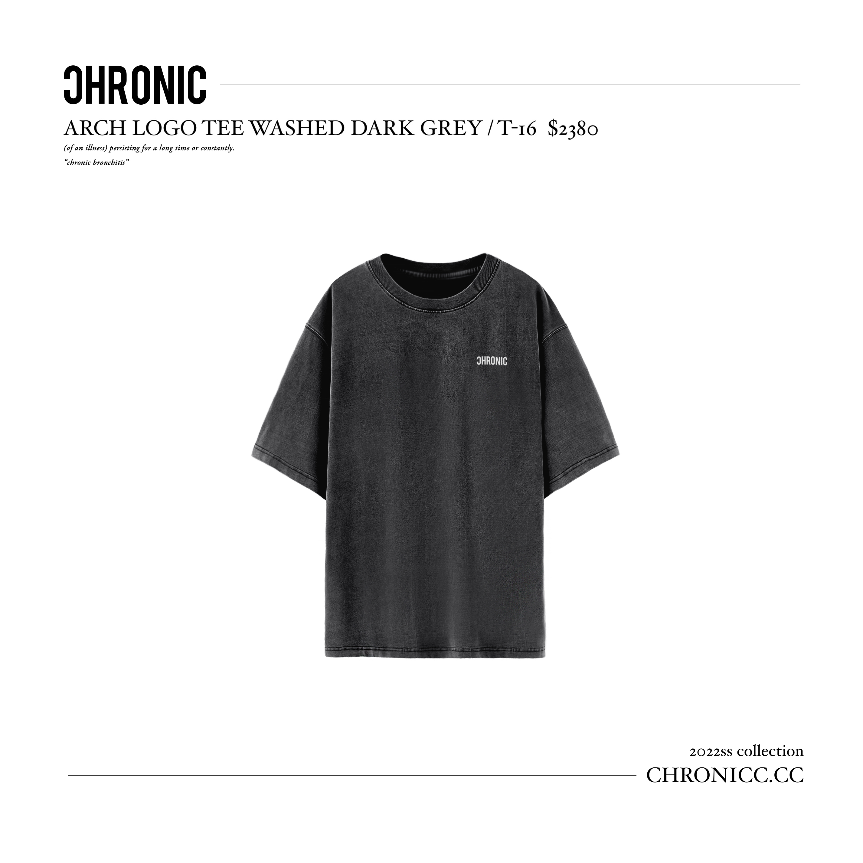 ARCH LOGO TEE WASHED DARK GREY / T-16