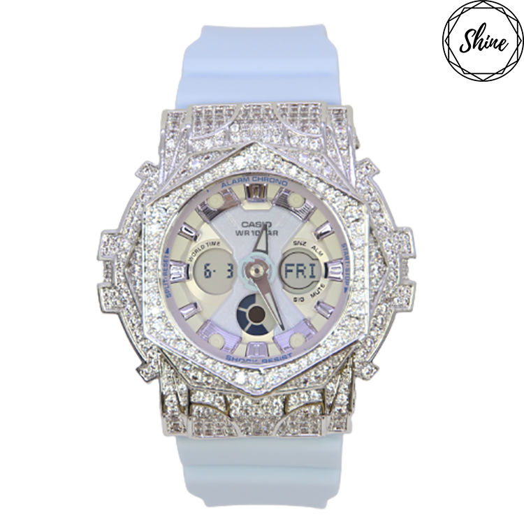 銀色 Baby-G 改裝手錶 BA-130WP-2A - 玫瑰