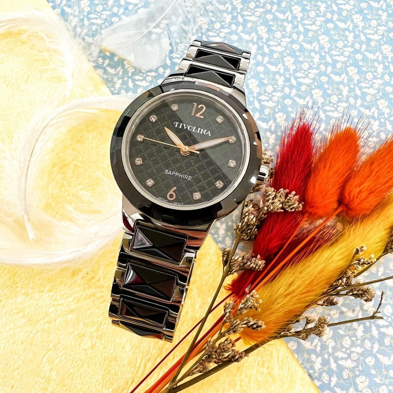 【TIVOLINA 小紅帽】晶鑽菱格紋陶瓷腕錶 BAW3723-K 33mm  現代鐘錶