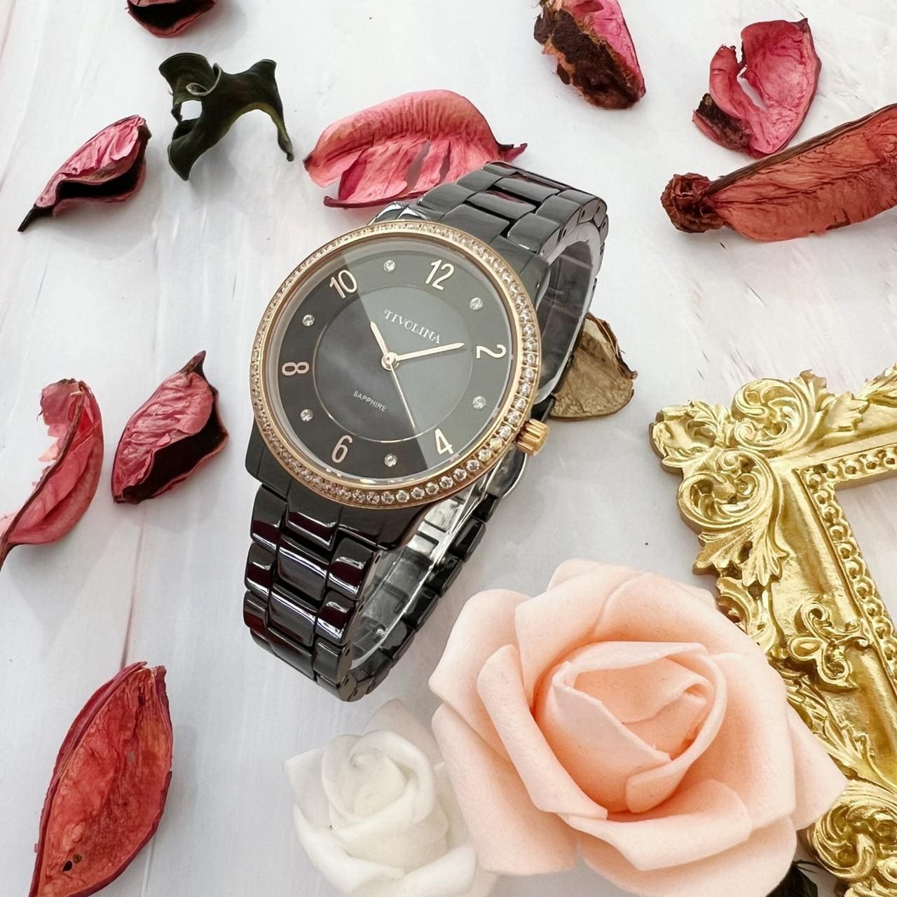 【TIVOLINA 小紅帽】晶鑽珍珠母貝陶瓷腕錶 LAT3717-KS 33mm  現代鐘錶