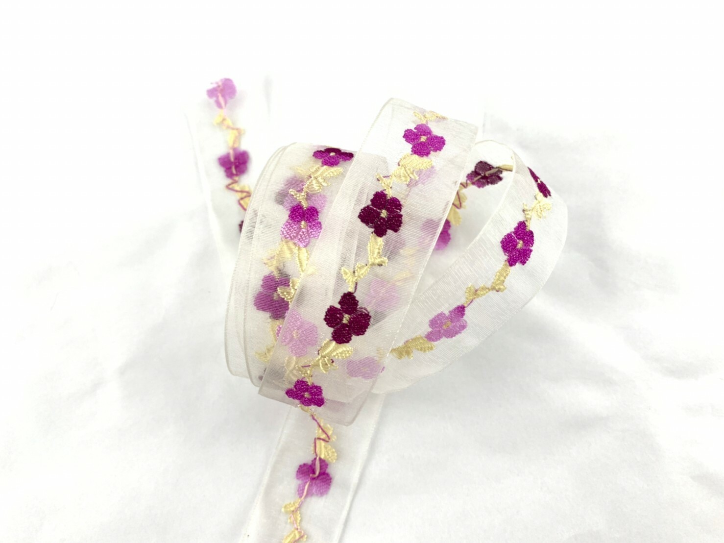 五瓣藤蔓小花/刺繡網紗提花/2款寬度