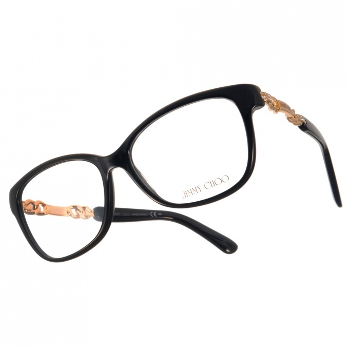 【JIMMY CHOO】JC93 QFE 鎖鏈造型貓眼框光學眼鏡