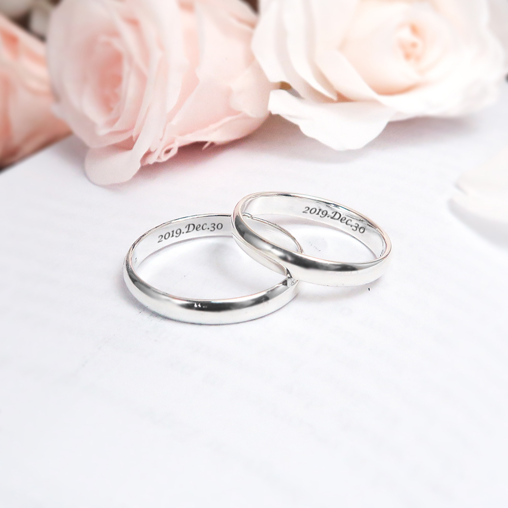 圓弧銀戒 對戒組 【窄版+窄版】 925純銀戒指 情侶對戒 刻字訂製