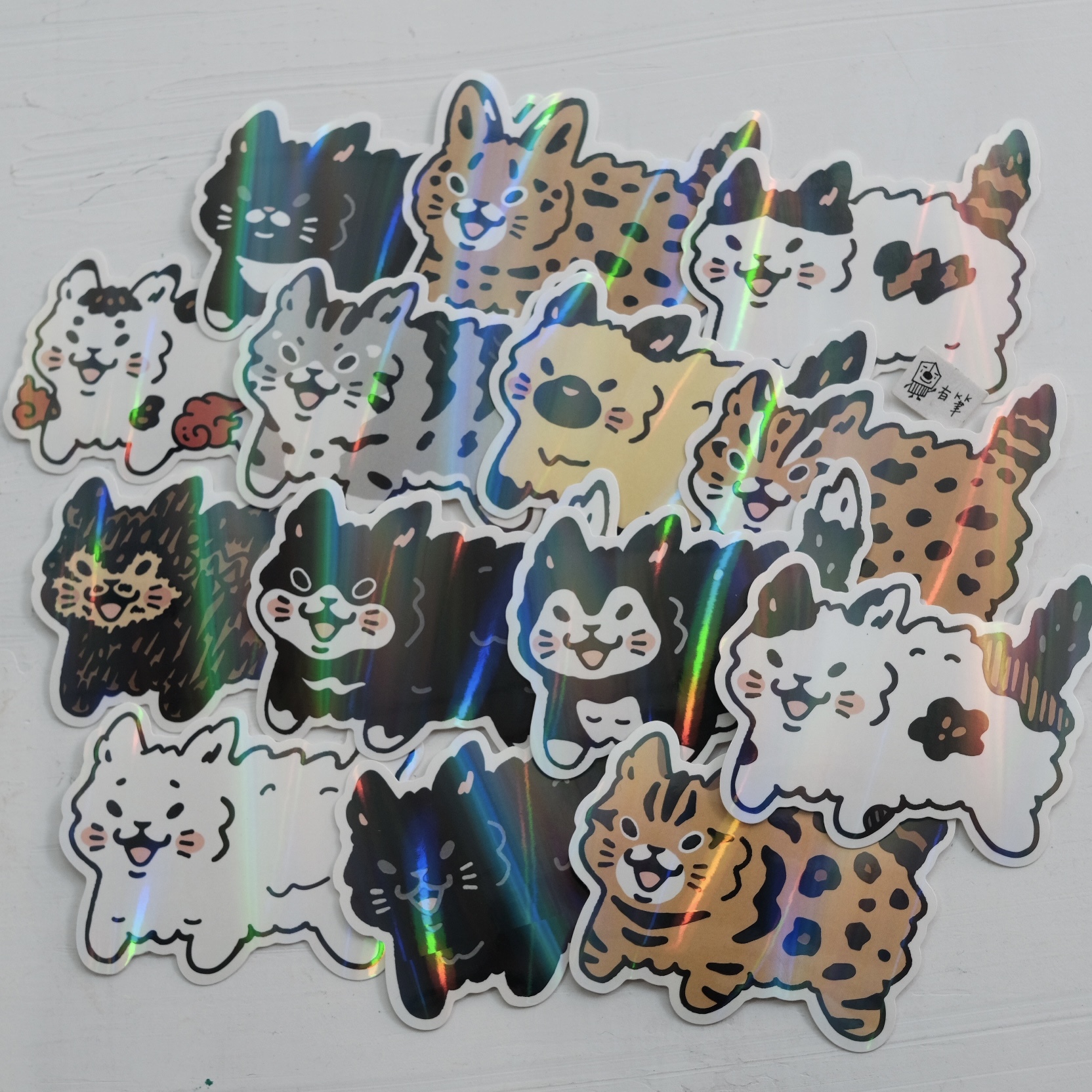 White Jimi - Cat rainbow sticker