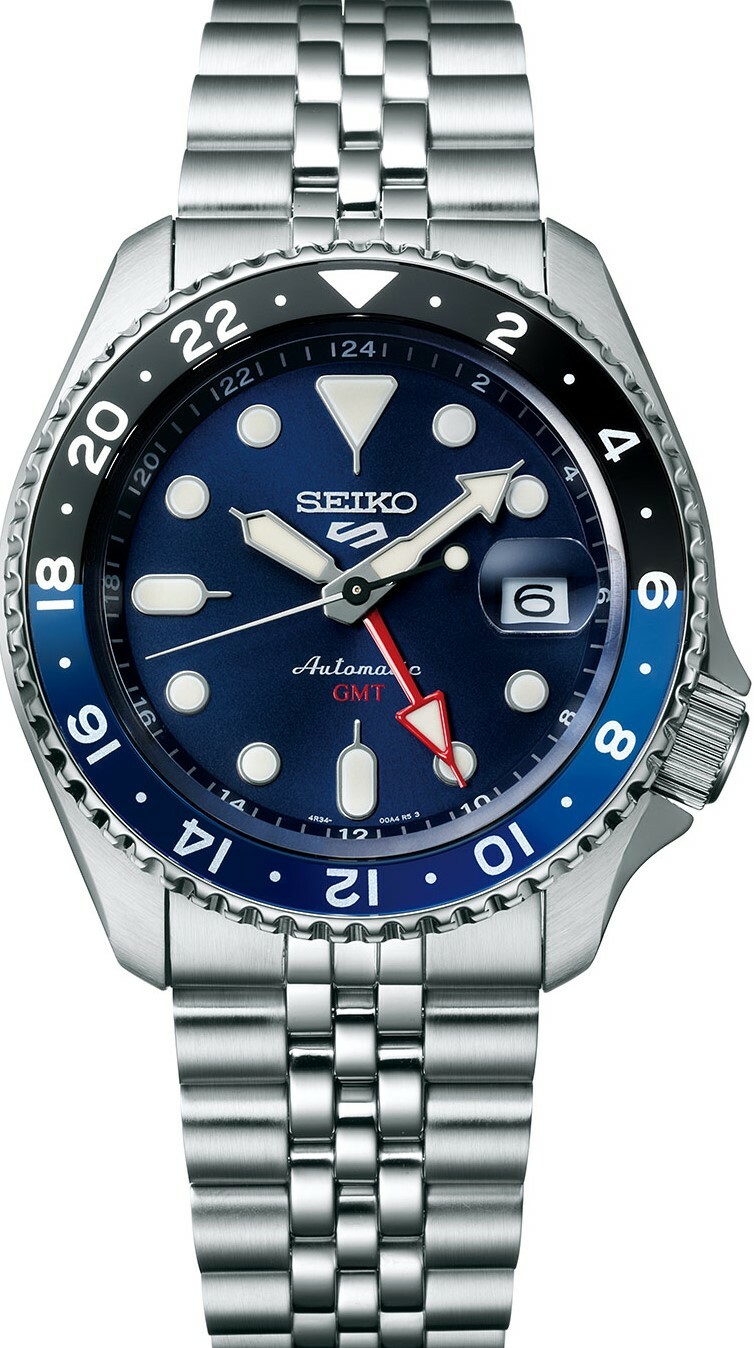 萬年鐘錶 - SEIKO  5 Sports    GMT雙時區指針機械水鬼男錶-藍   SSK003K1 /  4R34-00A0B  錶徑42.5MM