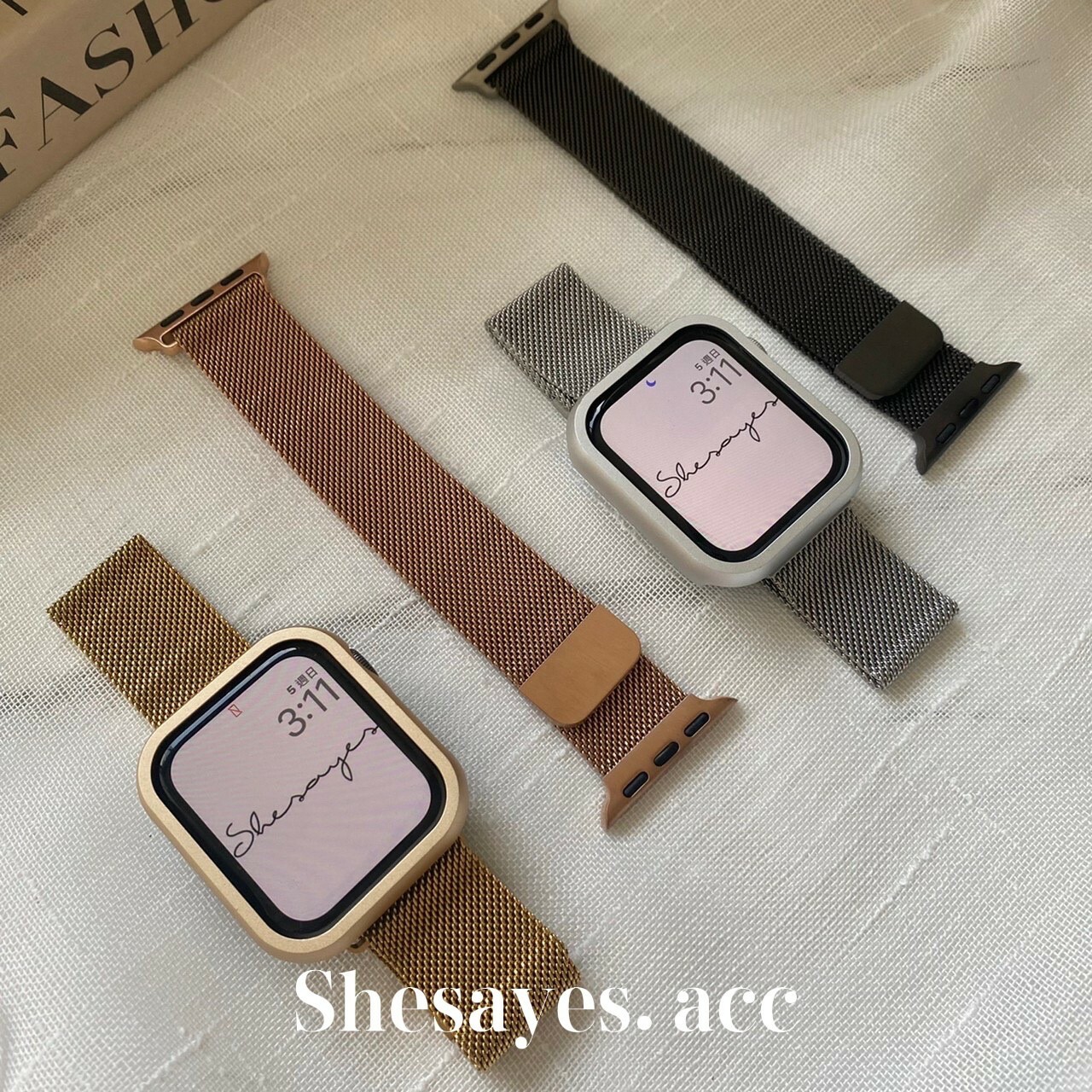 APPLE  WATCH寬版超吸磁扣錶帶[四色]