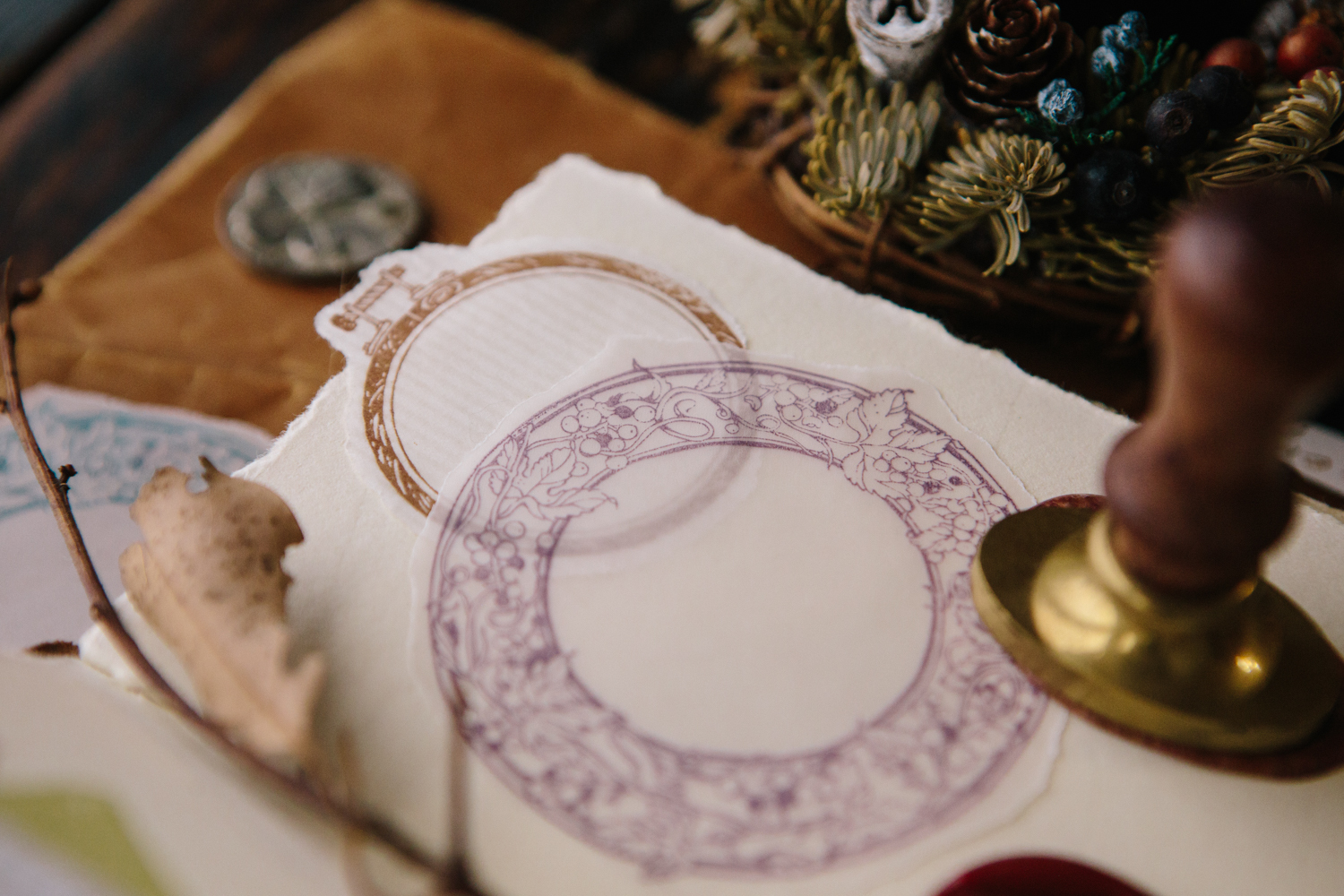 葡萄圓框 楓木印章｜OURS森林好朋友