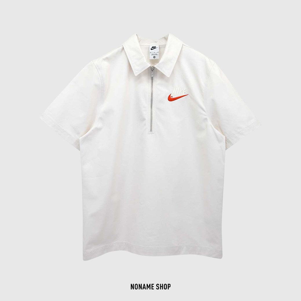 NIKE AS NSW 半開襟 短T 環保材質 米白 (男款)