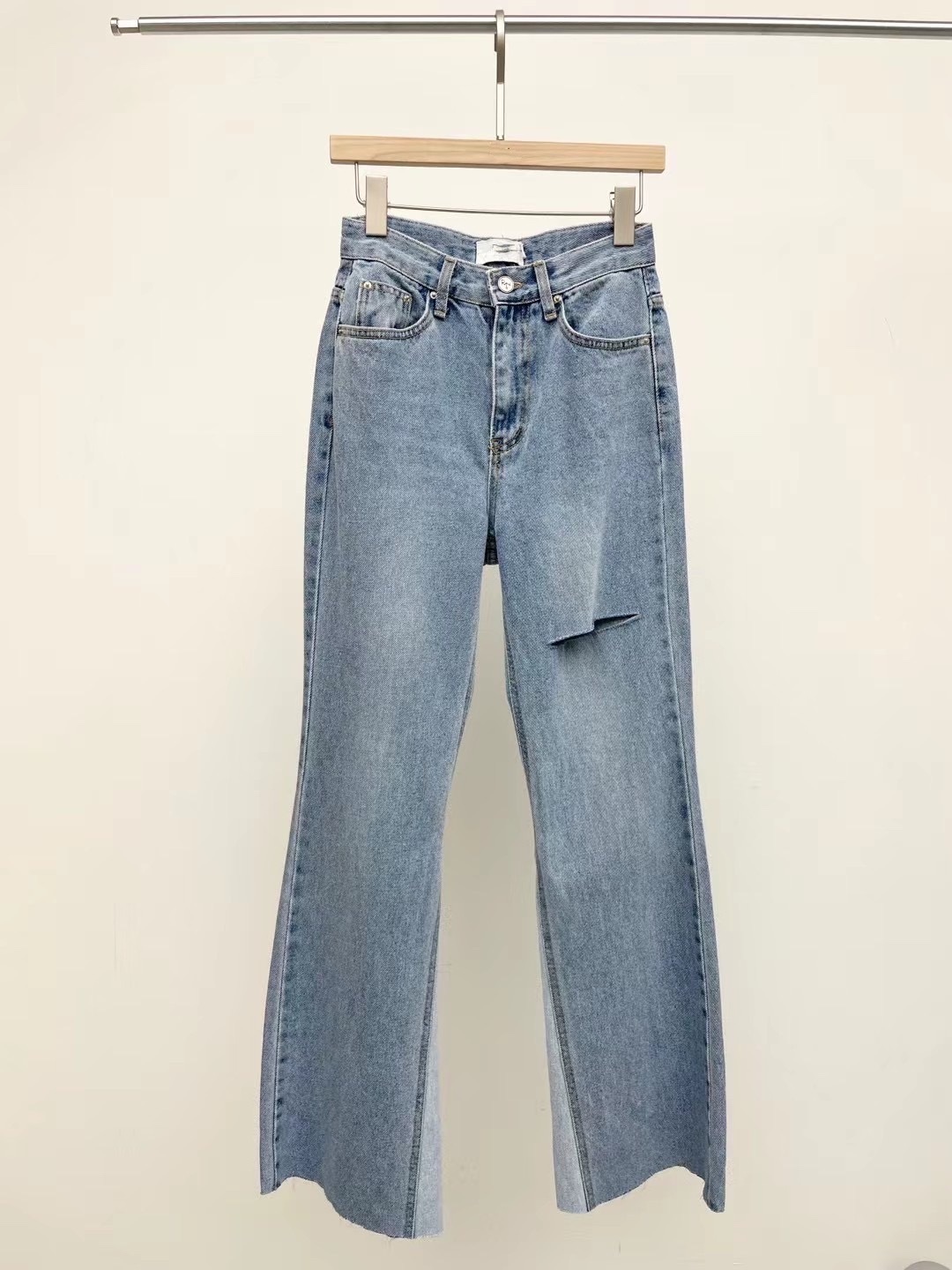 JUNP251 喇叭小拼色牛仔褲