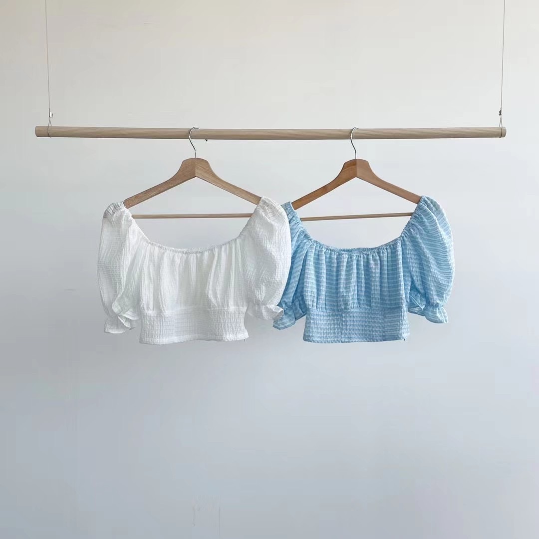JUNT2277 公主袖暗間crop top