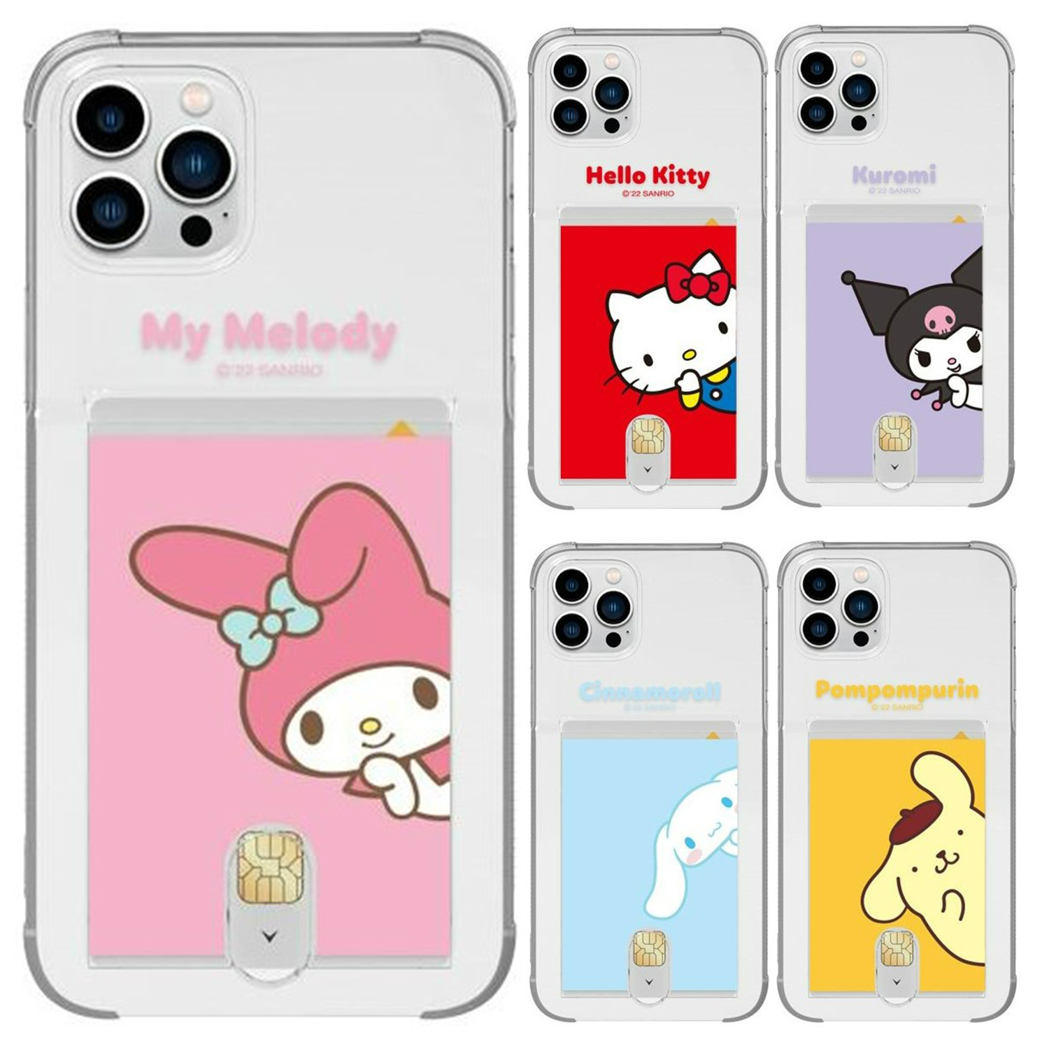 Sanrio - Clear Card Soft Case - 透明插卡槽防撞手機保護軟殼 TY