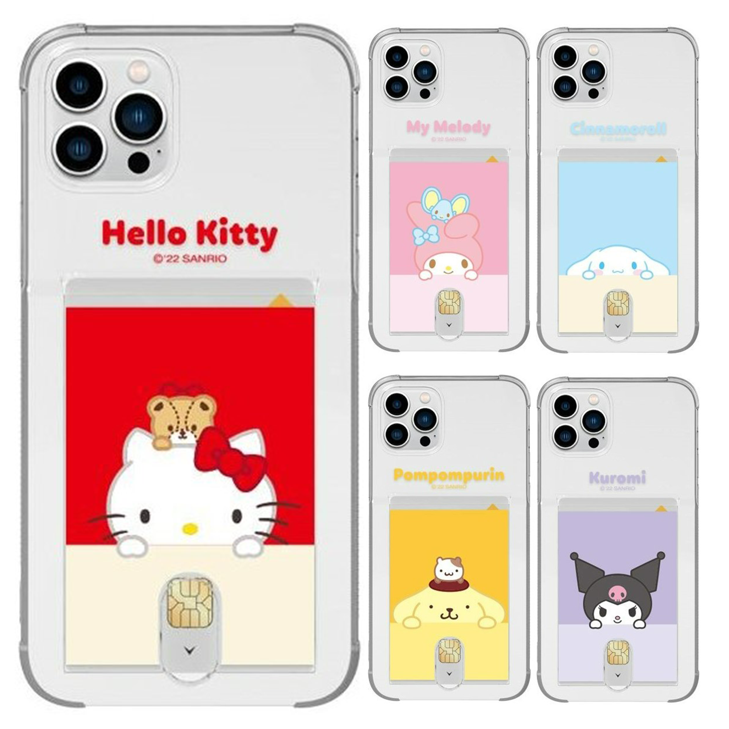 Sanrio - Clear Card Soft Case - 透明插卡槽防撞手機保護軟殼 TY