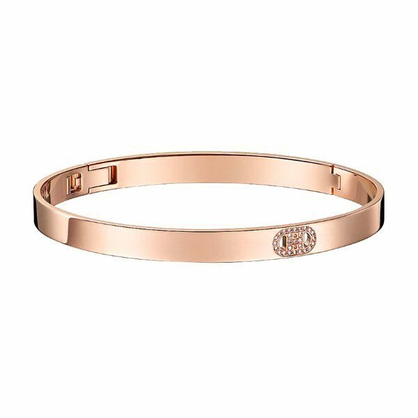 全新HERMES手鐲18K玫瑰金/ 鑲鑽H字 SH小碼 H D'Ancre Bracelet, Small Model #BRAND NEW #香榭站正品