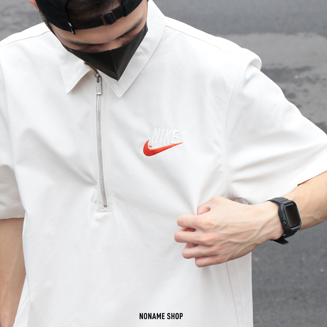 NIKE AS NSW 半開襟 短T 環保材質 米白 (男款)