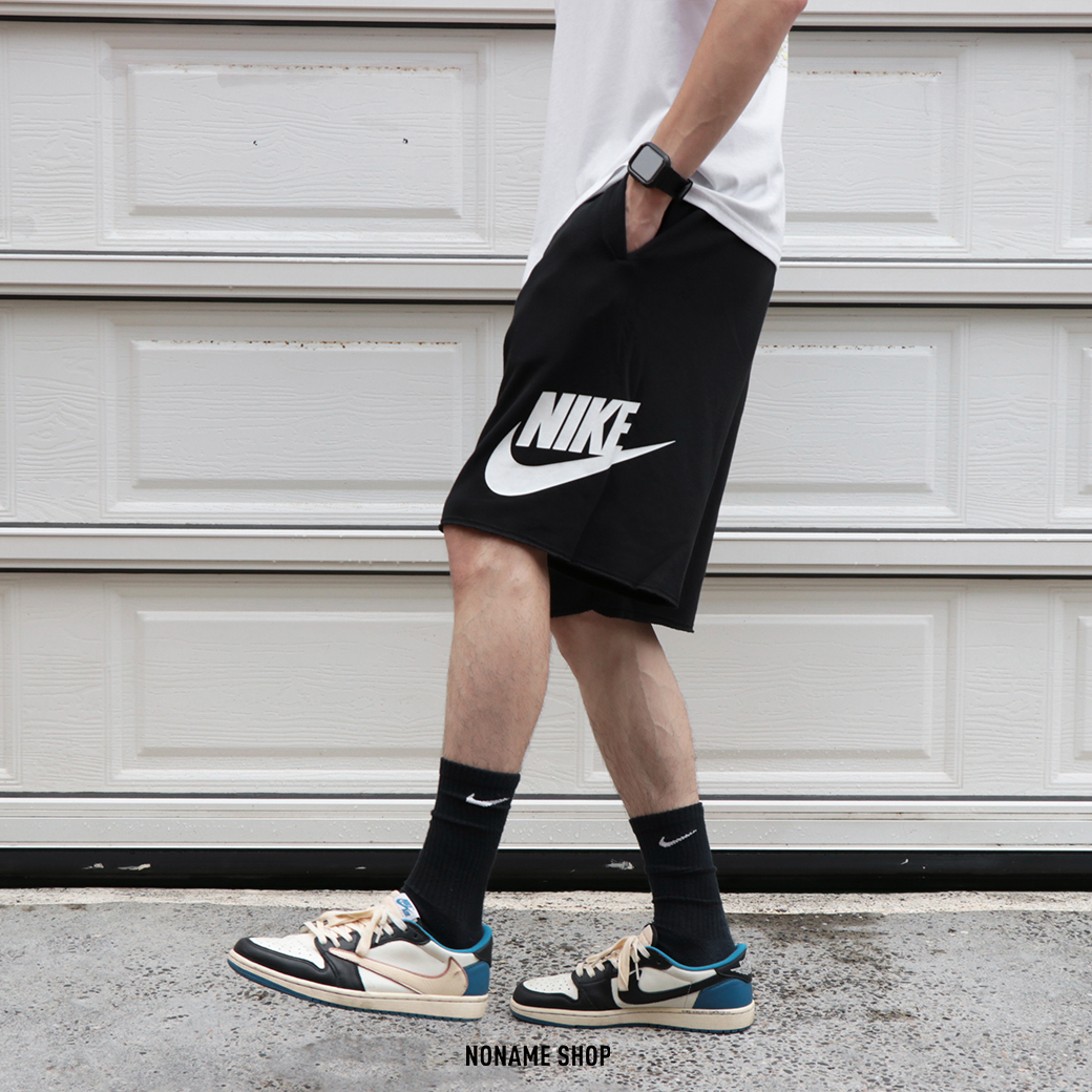 NIKE NSW 字勾 Logo 棉短褲 短褲 棉褲  環保材質 黑