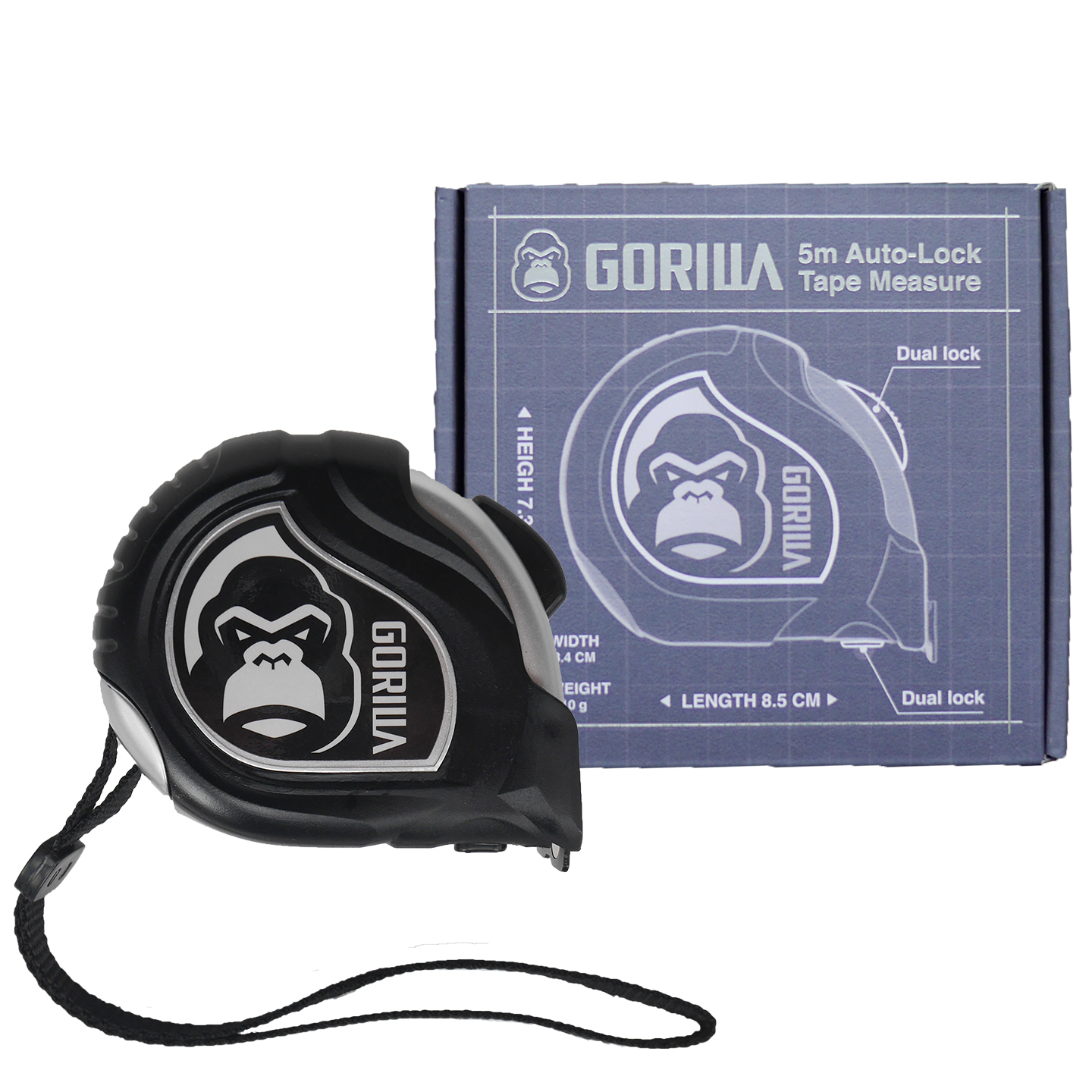 【Gorilla】雙面自動煞車5M19mm銀灰文公尺捲尺