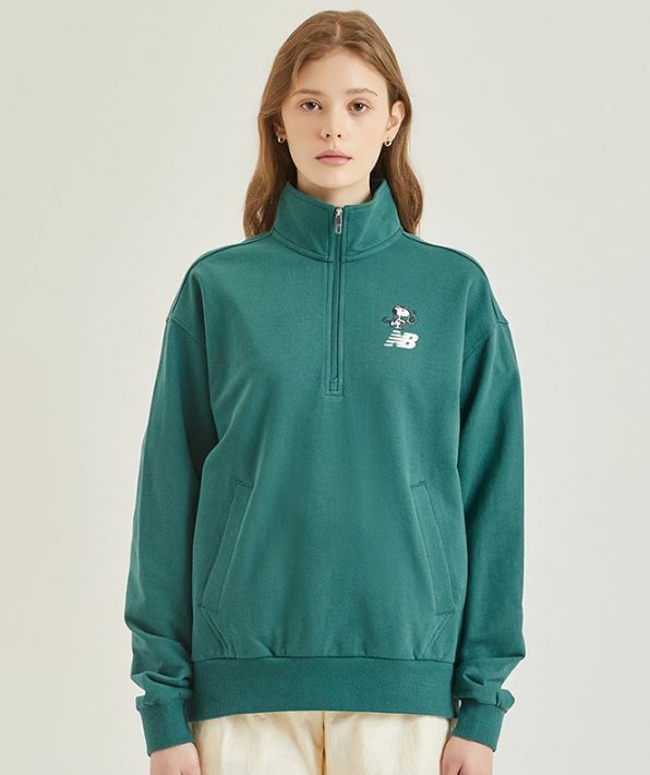 NEW BALANCE X SNOOPY 史努比 來打網球 半拉鍊領 長袖 綠色 NBNCC2L023_40