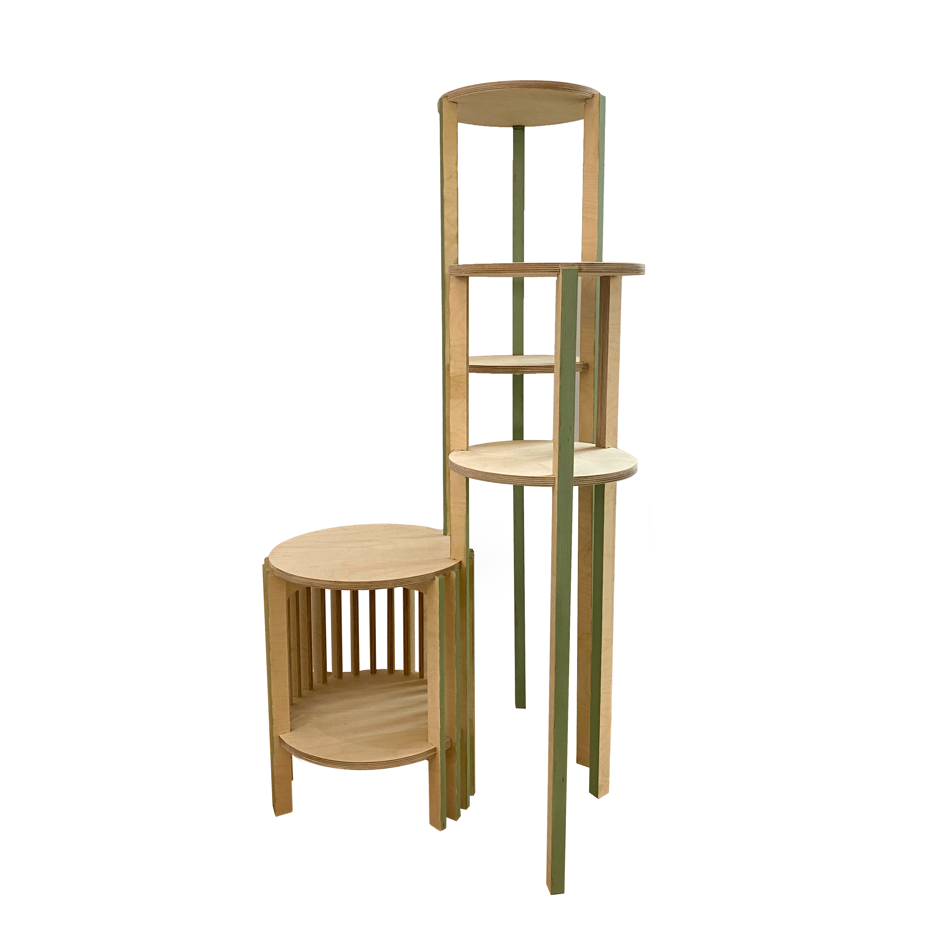 Tiered Display + Stool, 'Peek-a-boo' Collection