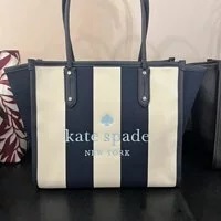 [S] KATE SPADE K6081 ELLA EVEN STRIPE JACQUARD LARGE TOTE BAG, BLAZER BLU MUL, 196021024702 (SKS150)