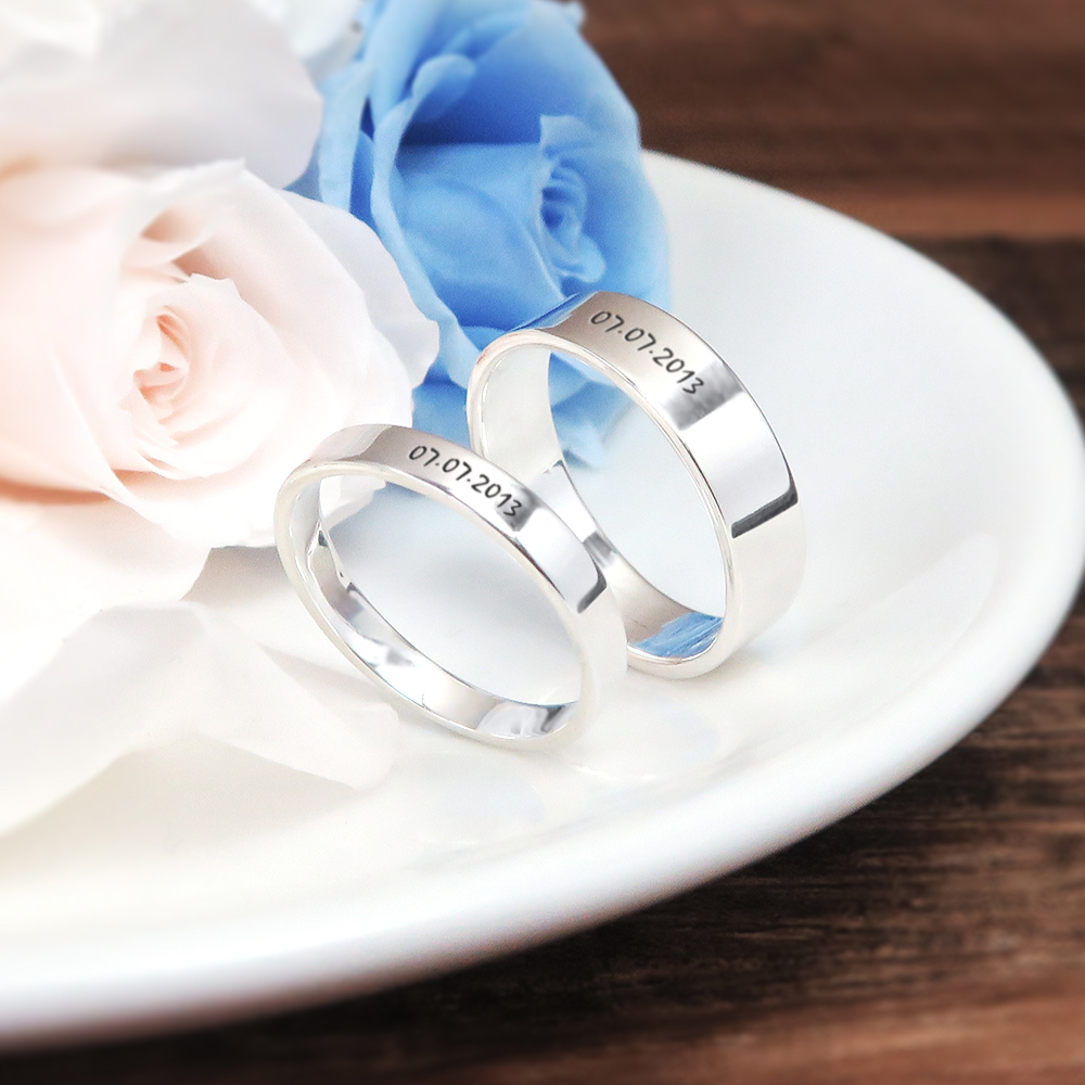 經典銀戒 可刻字 純銀情侶對戒組 客製化情侶戒指