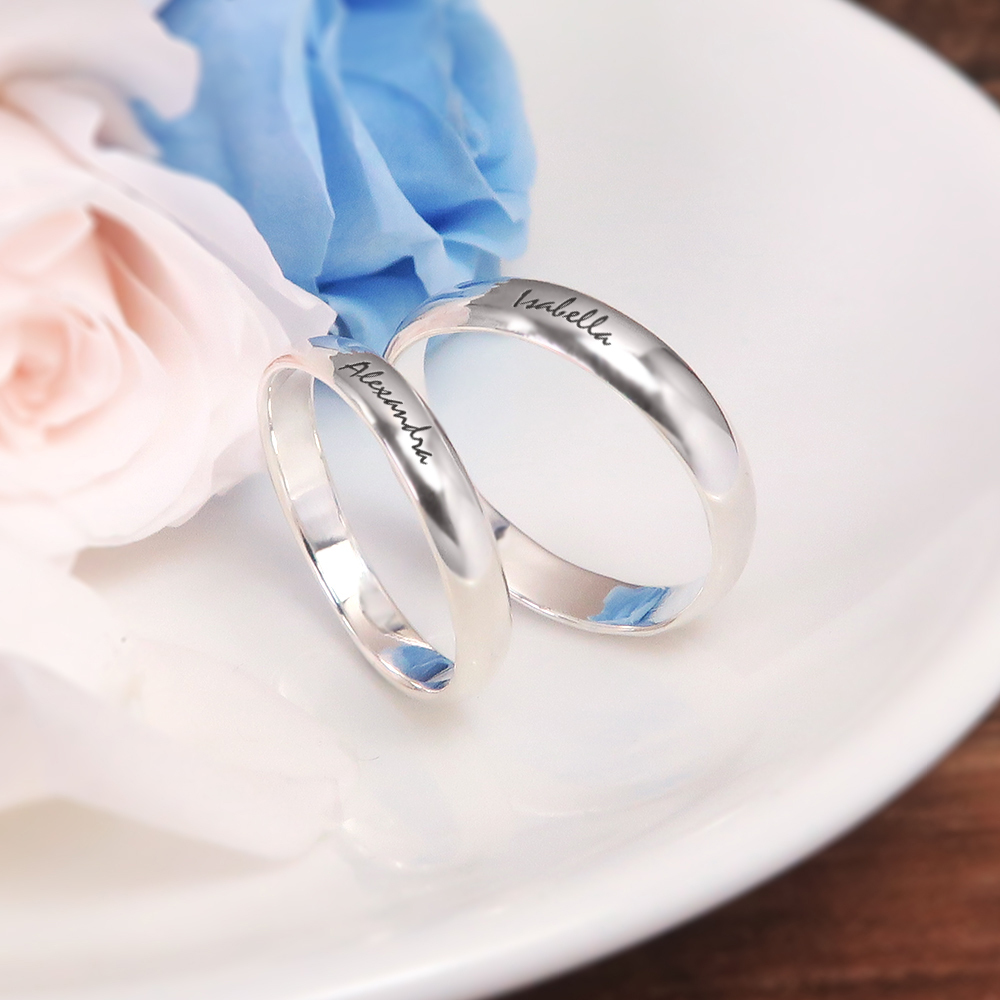 圓弧銀戒 對戒組 【窄版+寬版】 925純銀戒指 情侶對戒 刻字訂製