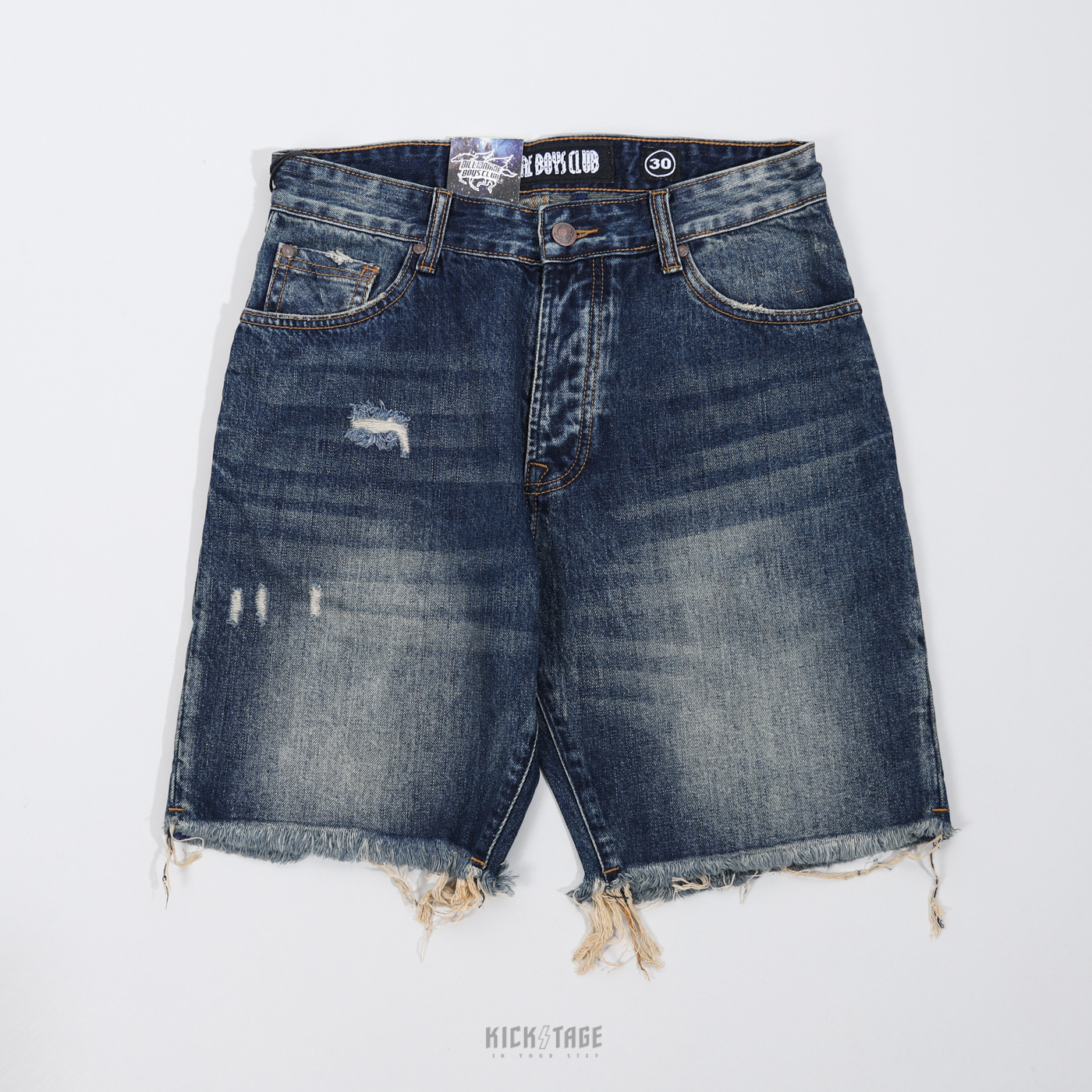 **特價商品售出不退換**男款 BILLIONAIRE BOYS CLUB BB PARTICLE JEAN SHORT 深藍 牛仔 抽鬚 短褲 BBC【BB821-2105】