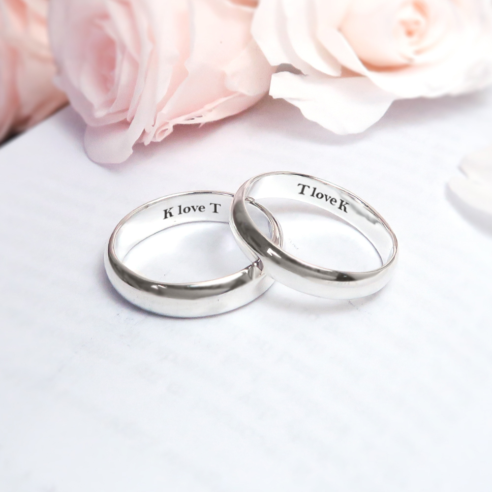 圓弧銀戒 對戒組 【中版+寬版】 925純銀戒指 情侶對戒 刻字訂製