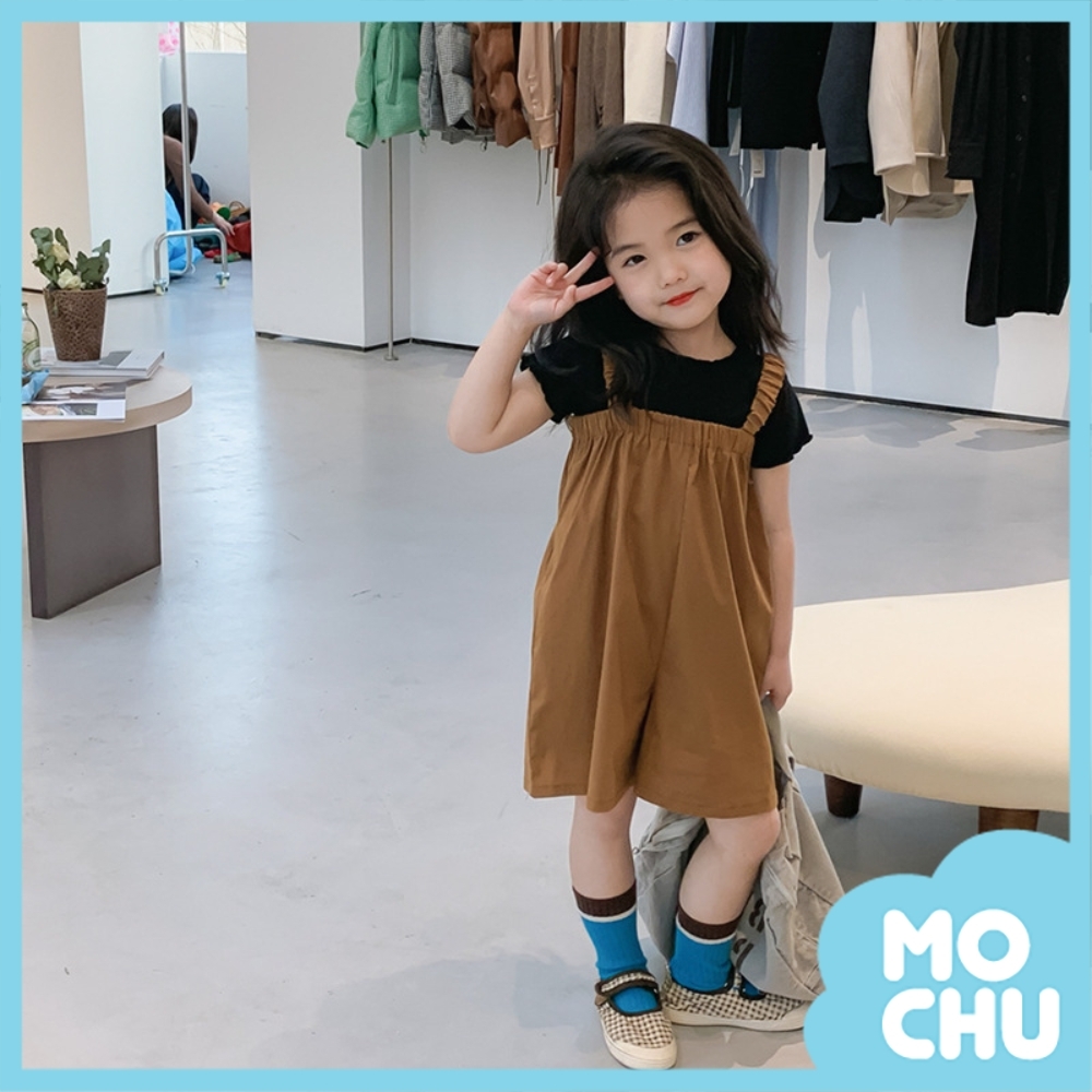 圓領短袖上衣+背帶褲(兩色)